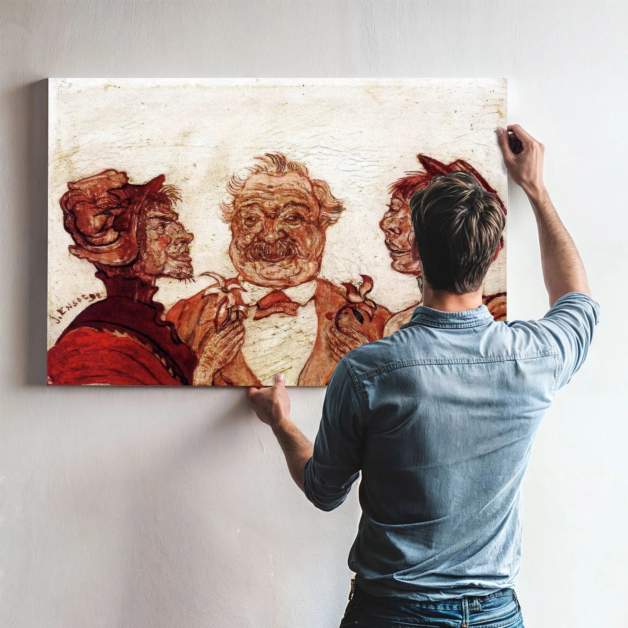 Monsieur And Madame Rousseau Speaking With Sophie Yoteko By James Ensor Fine Art Print
