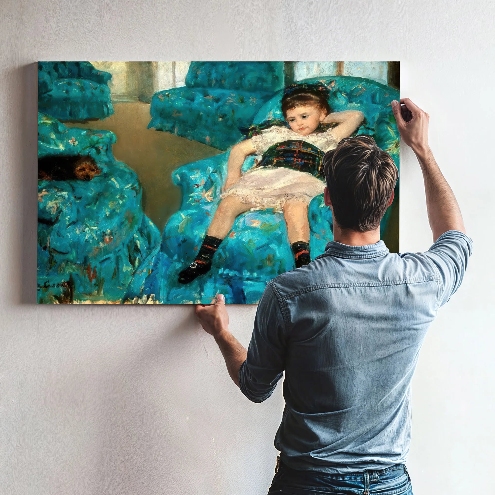 Little Girl In A Blue Armchair By Mary Cassatt Fine Art Print