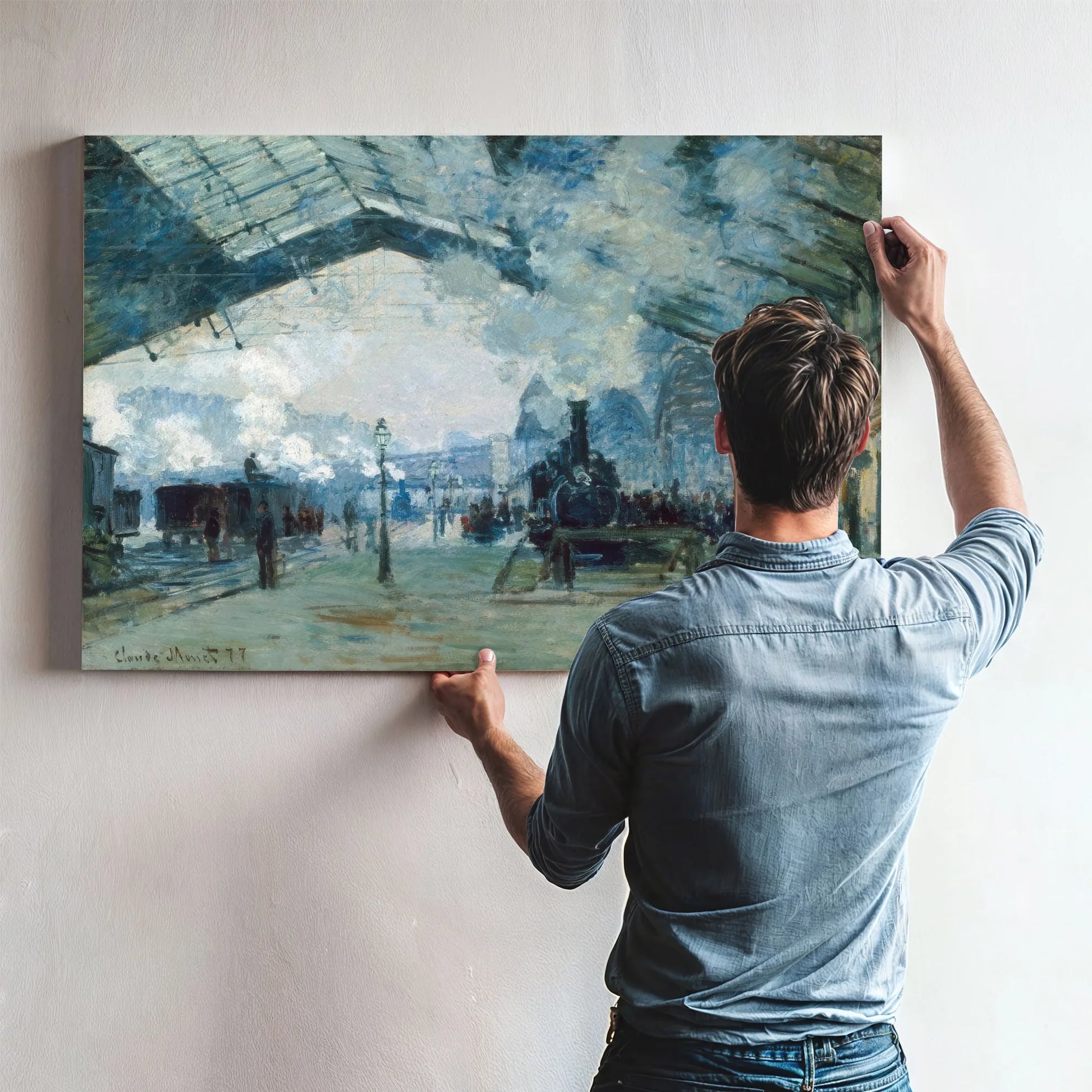 Arrival Of Normandy Train Gare Saint Lazare By Claude Monet Fine Art Print