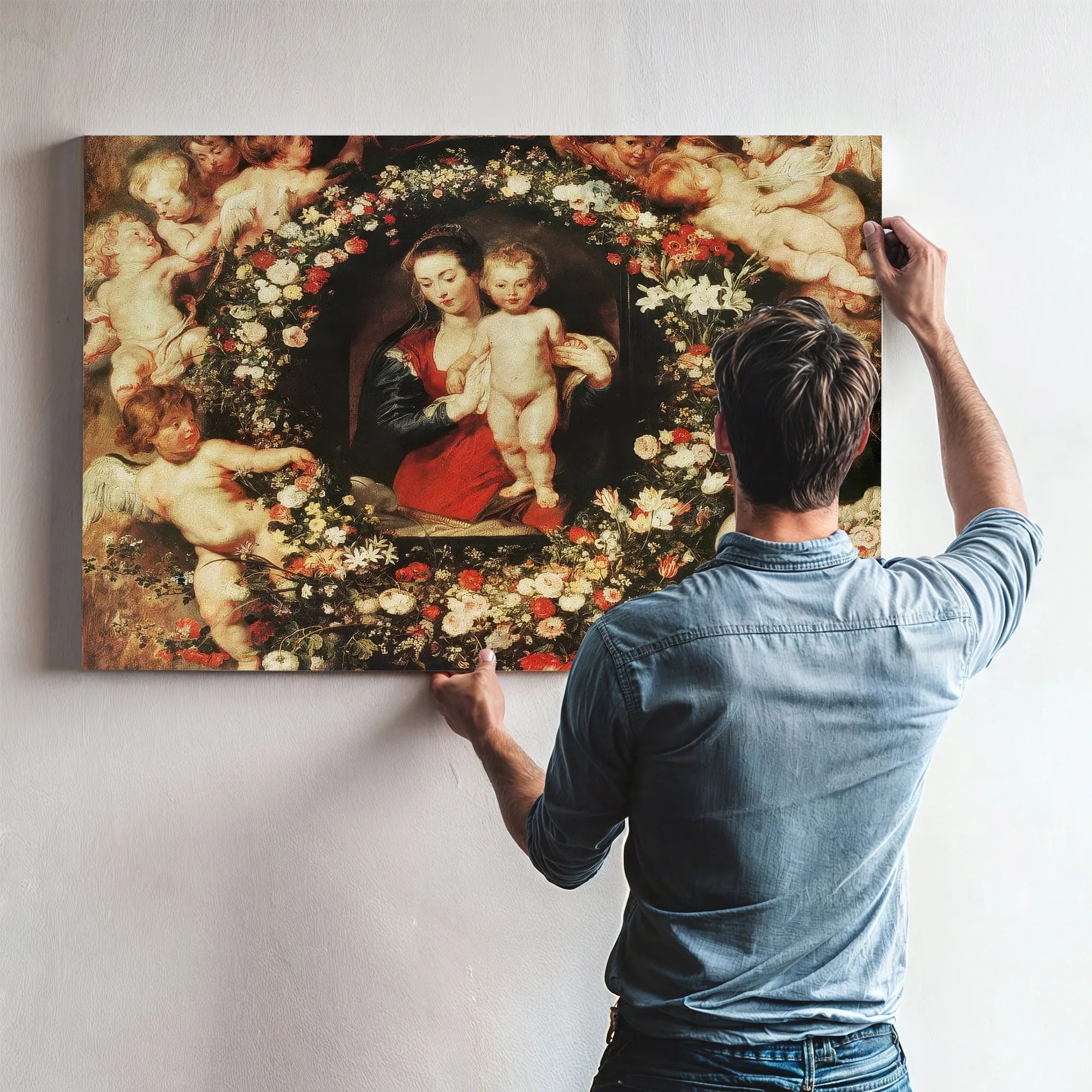 Virgin With A Garland Of Flowers By Peter Paul Rubens Fine Art Print