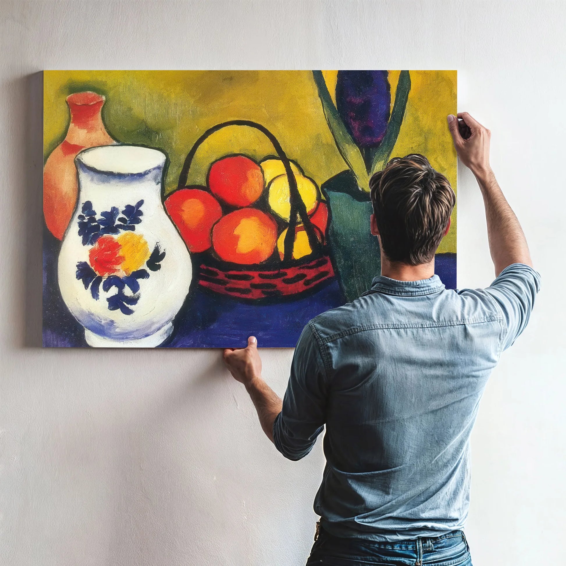 White Pot Flowers And Fruit By August Macke Fine Art Print