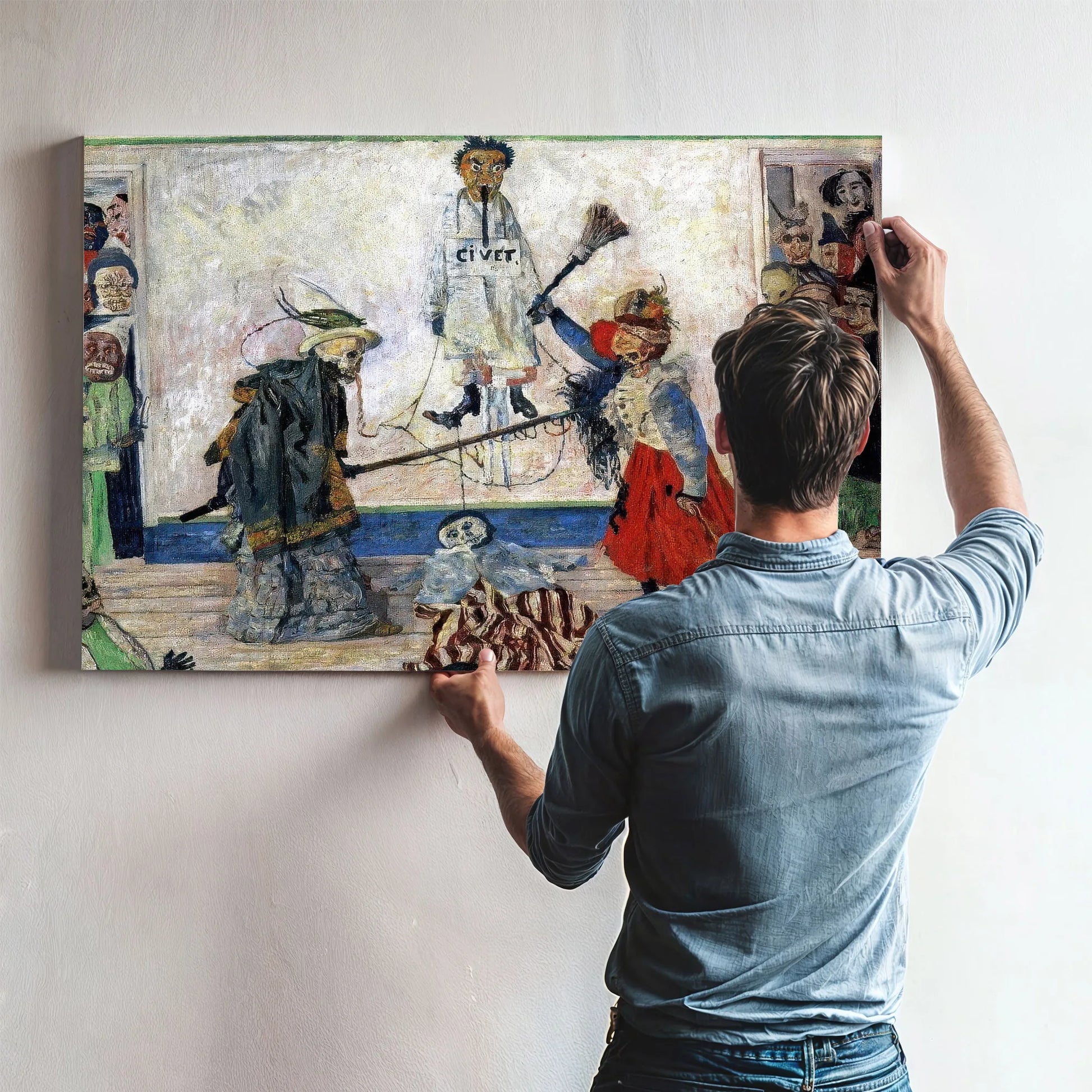 Masks Fighting Over A Hanged Man By James Ensor Fine Art Print