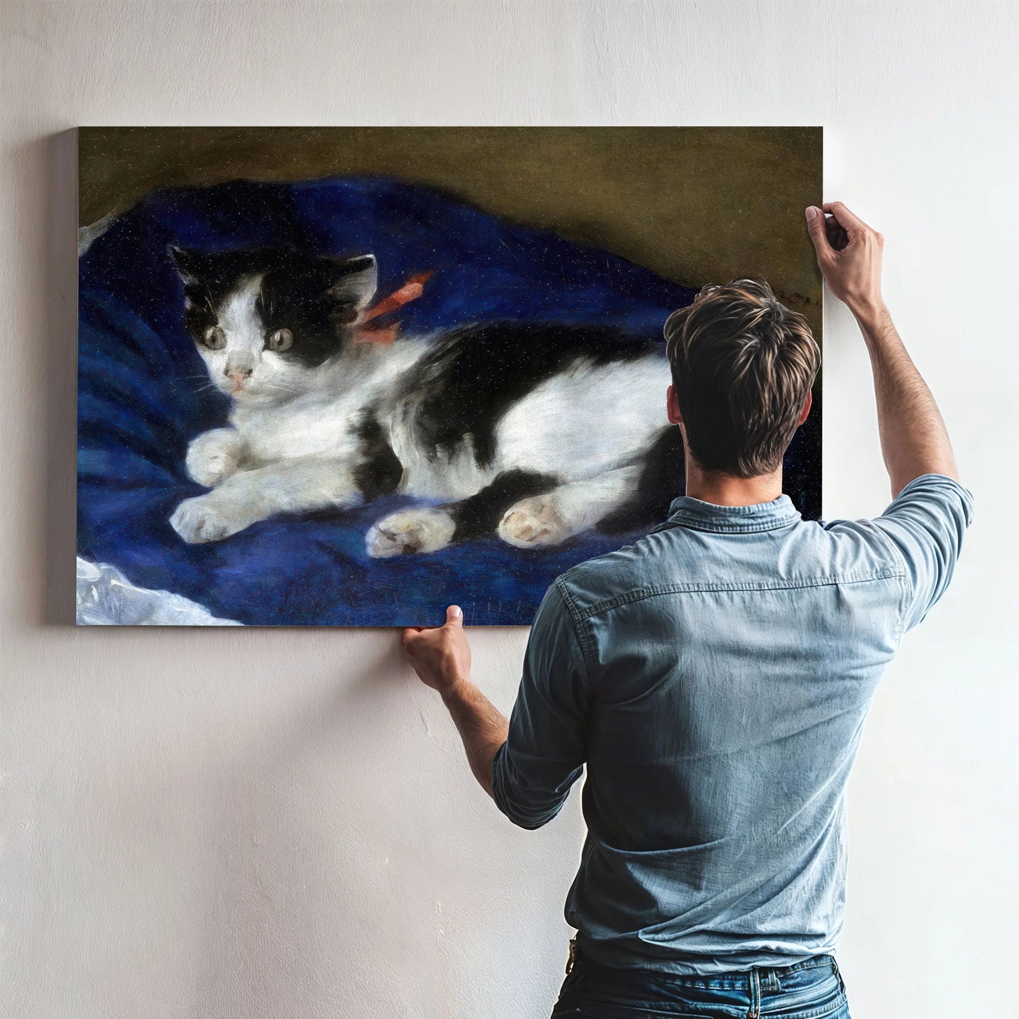 Cat On Blue Cushion By Pierre August Renoir Fine Art Print