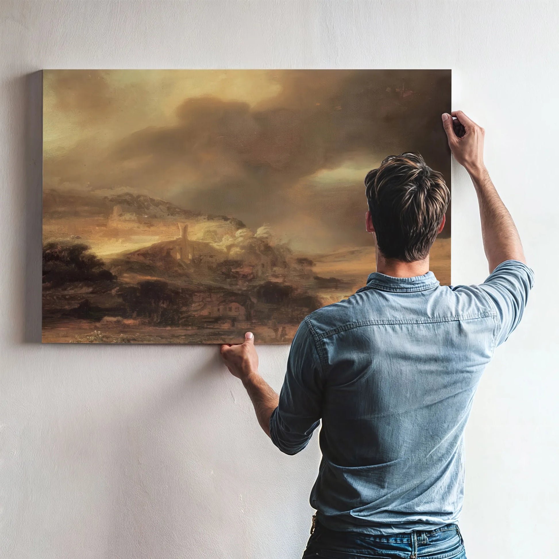 Stormy Landscape, By Rembrandt Fine Art Print