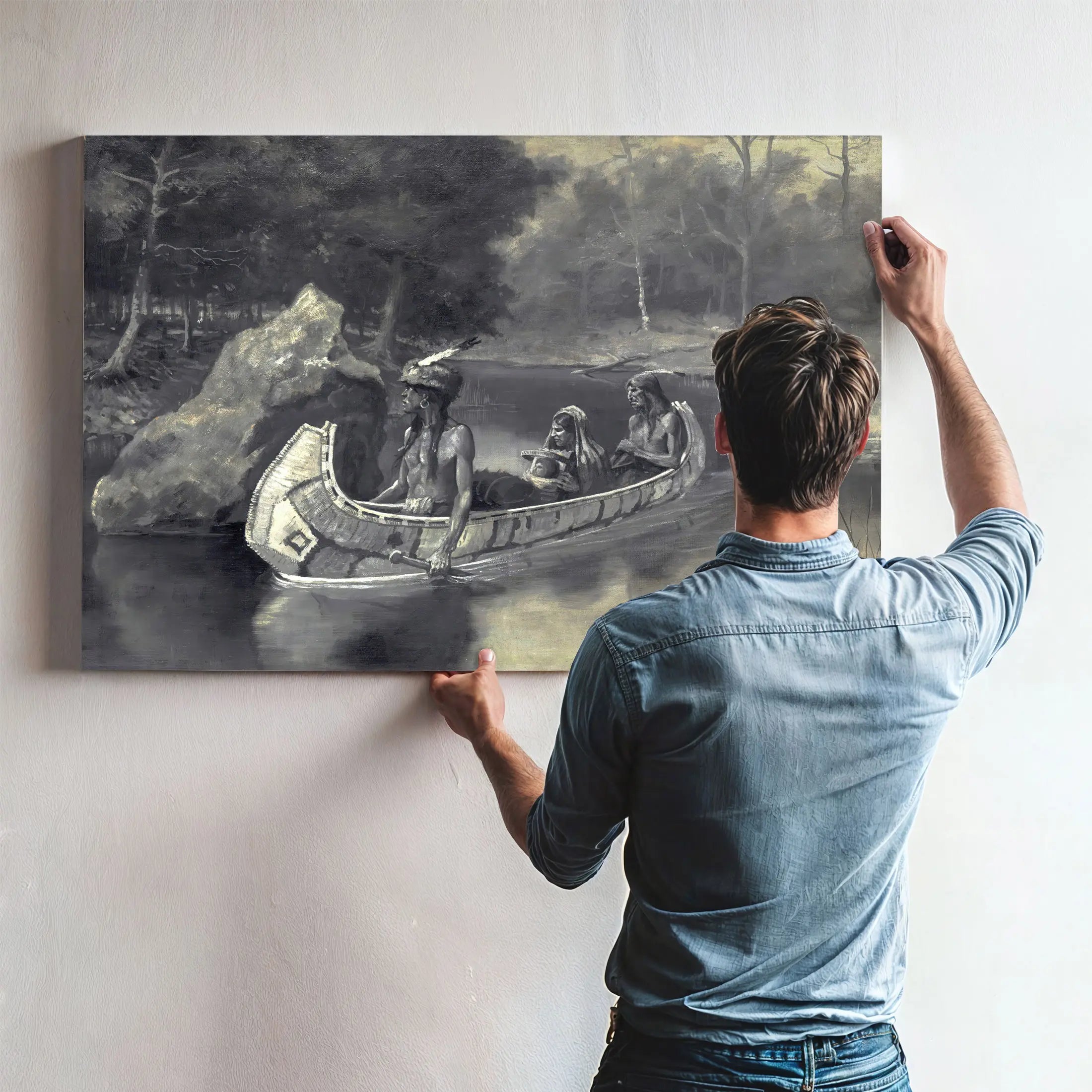 Pitched It Sheer Into The Riverwhere It Still Is Seen In The Summer  by Frederic Remington