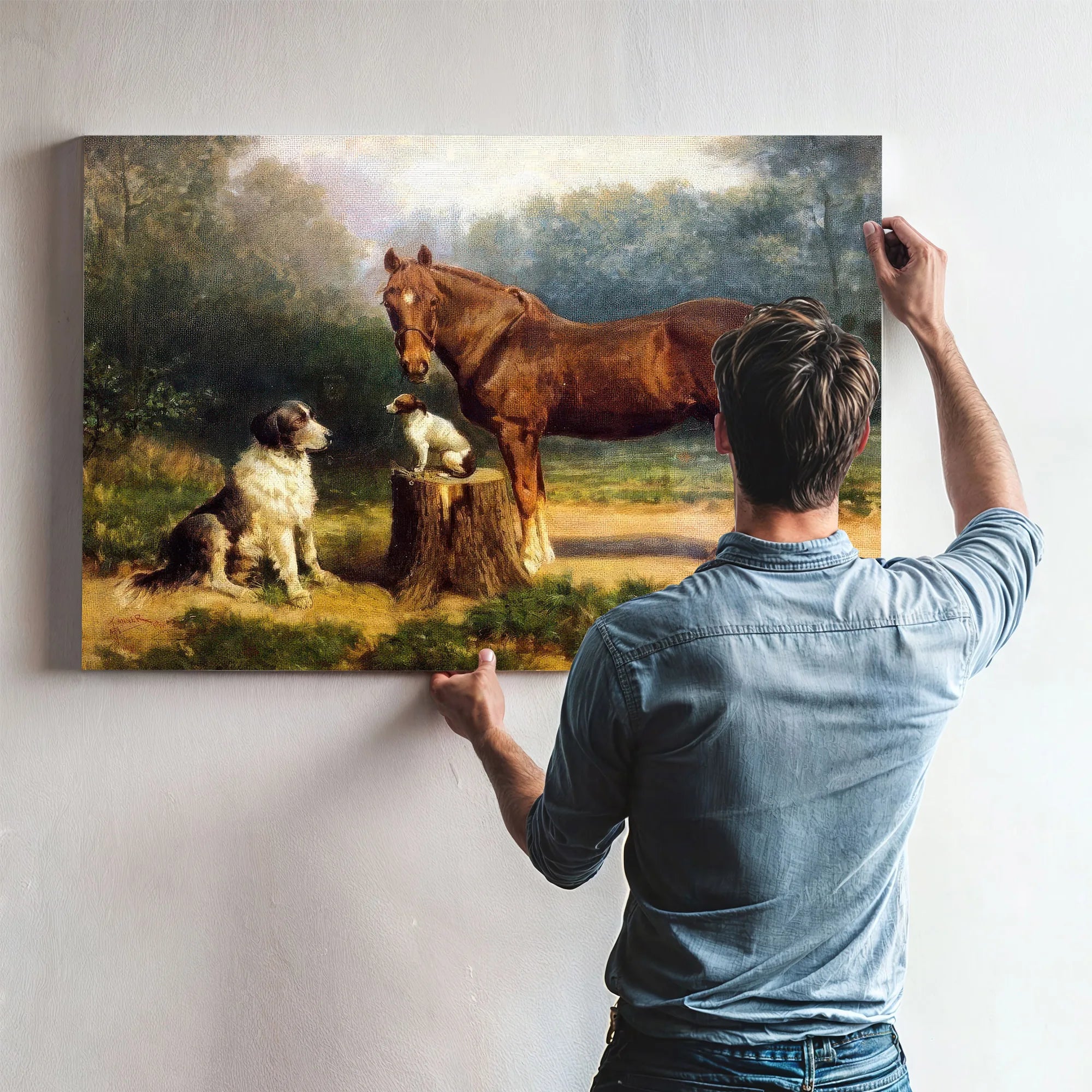 Horse And Two Dogs In A Landscape By Henry Ossawa Tanner Fine Art Print
