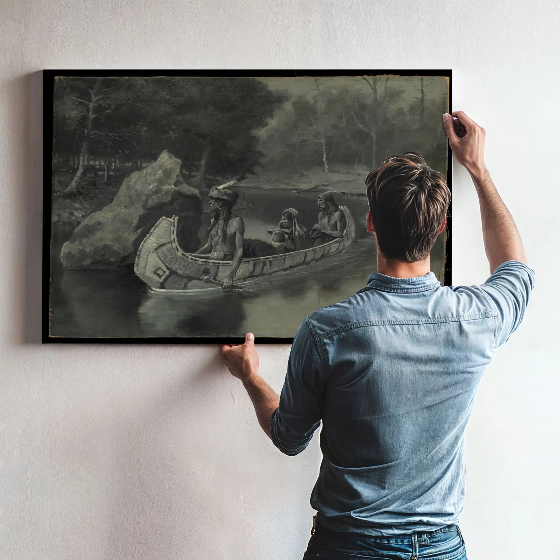 Pitched It Sheer Into The River Where It Still Is Seen In The Summer by Frederic Remington