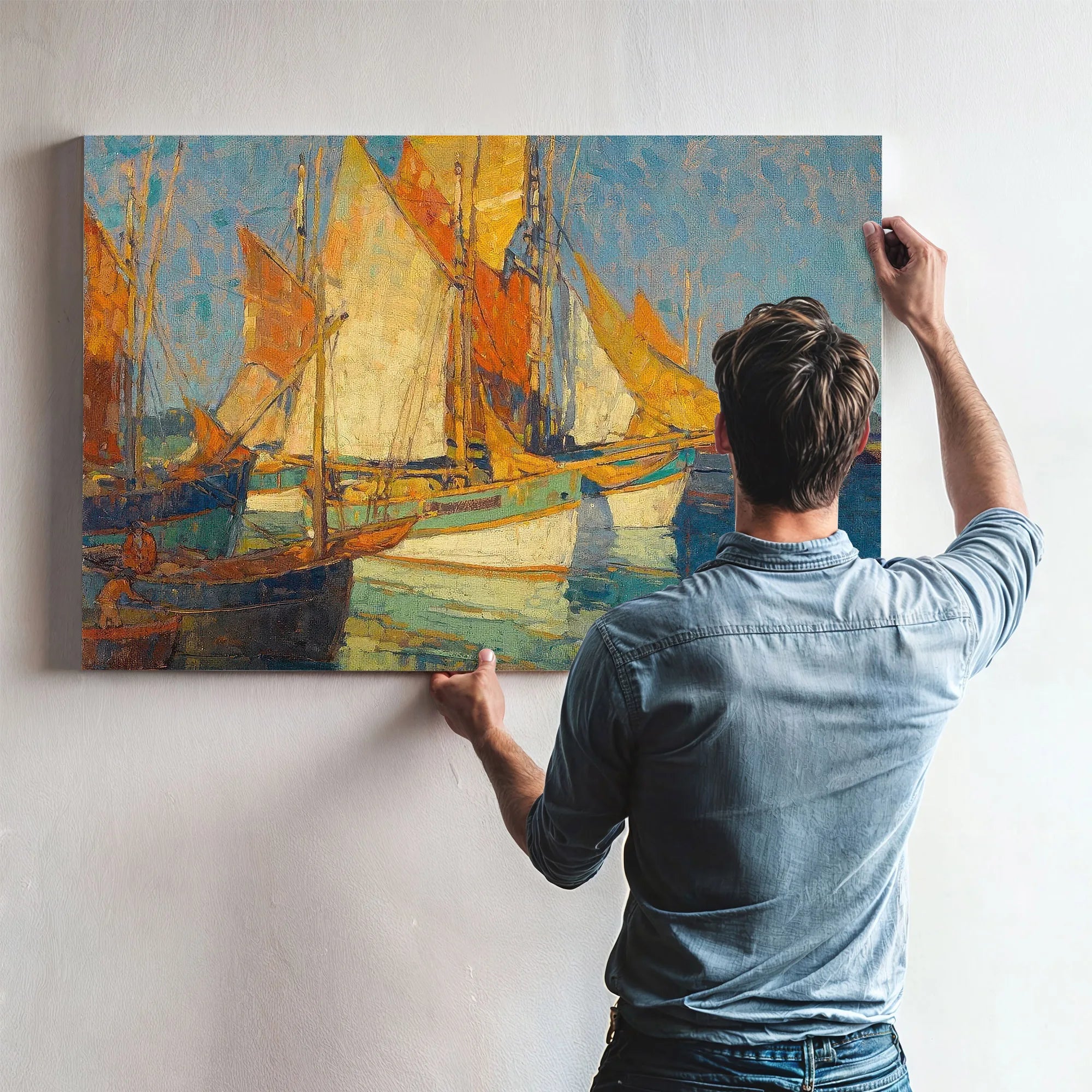 Sunlight On Brittany Boats By Edgar Payne Fine Art Print