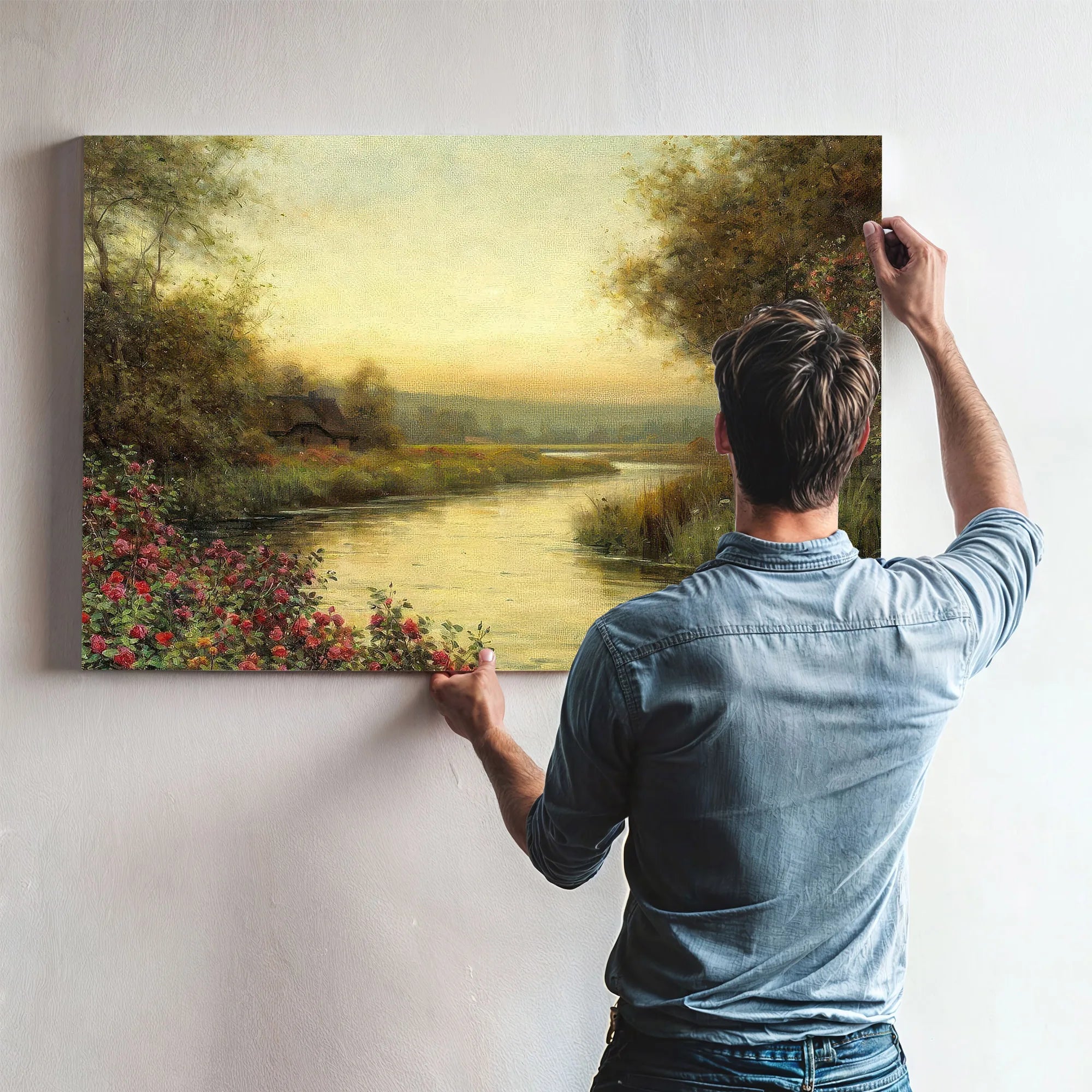 A Tranquil River Landscape By Louis Aston Knight Fine Art Print