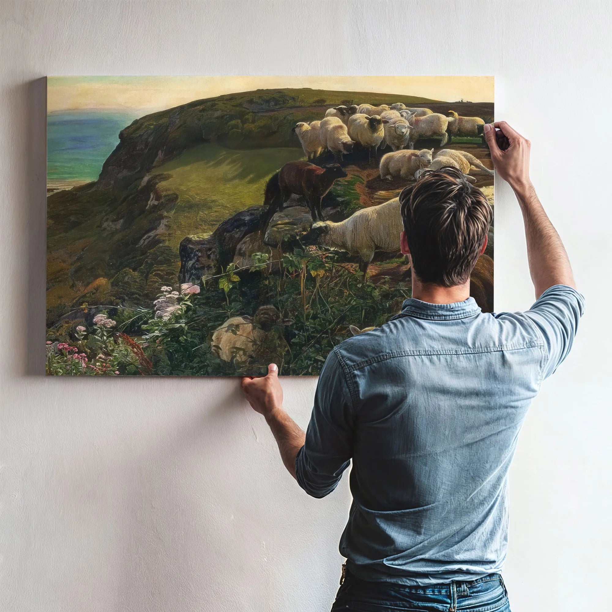 Our English Coasts Strayed Sheep By William Holman Hunt Fine Art Print