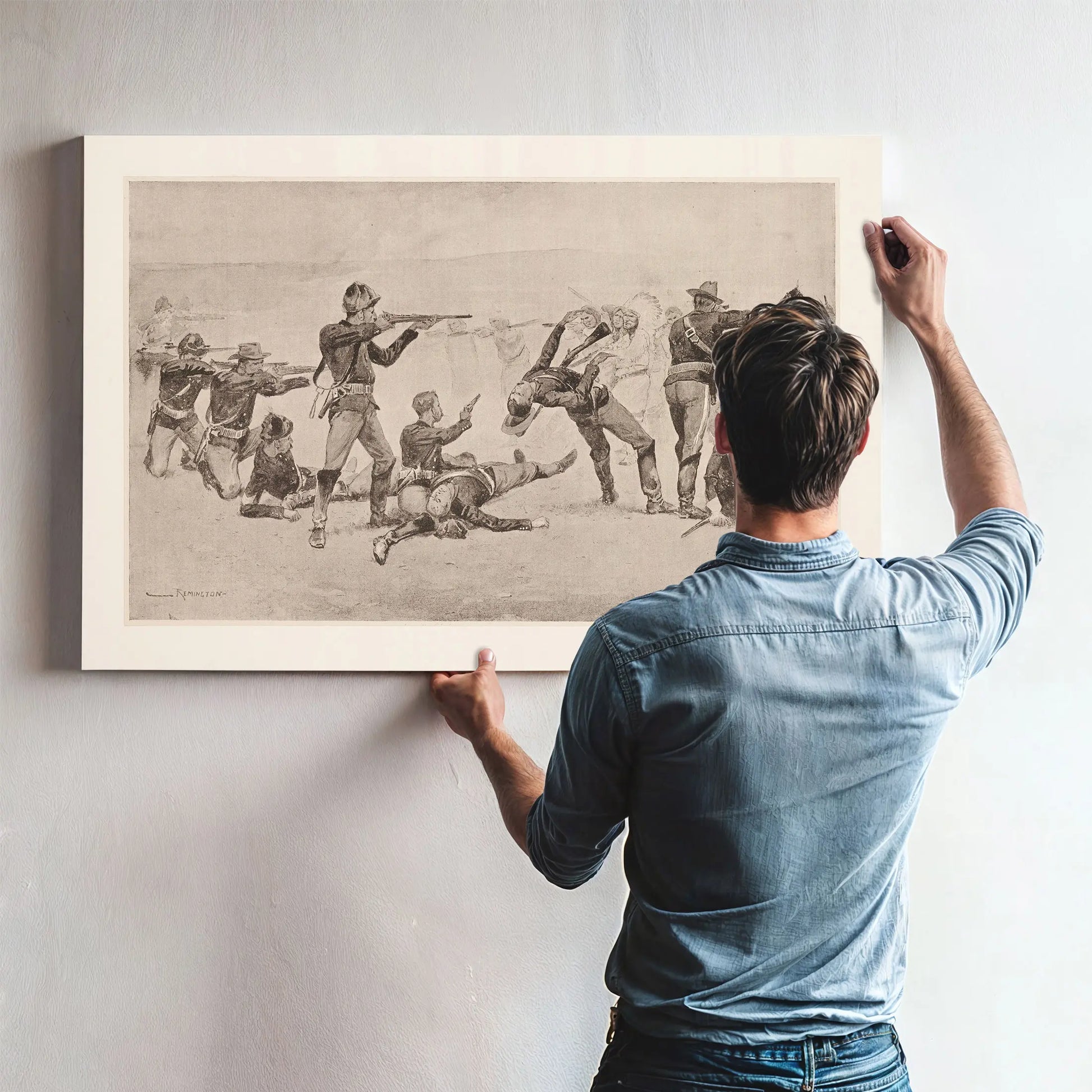 The Opening Of The Fight At Wounded Knee by Frederic Remington