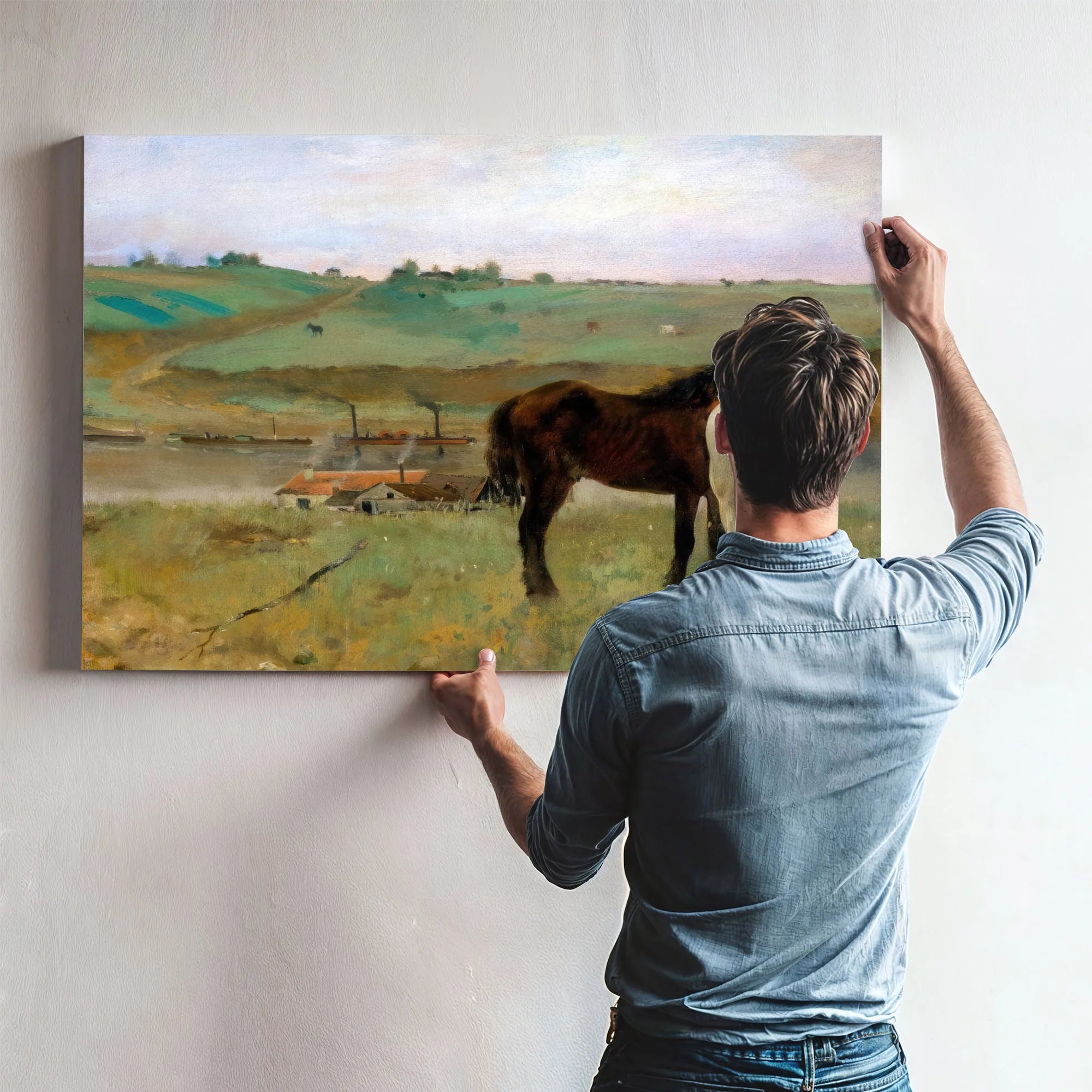 Horse In A Meadow By Edgar Degas Fine Art Print