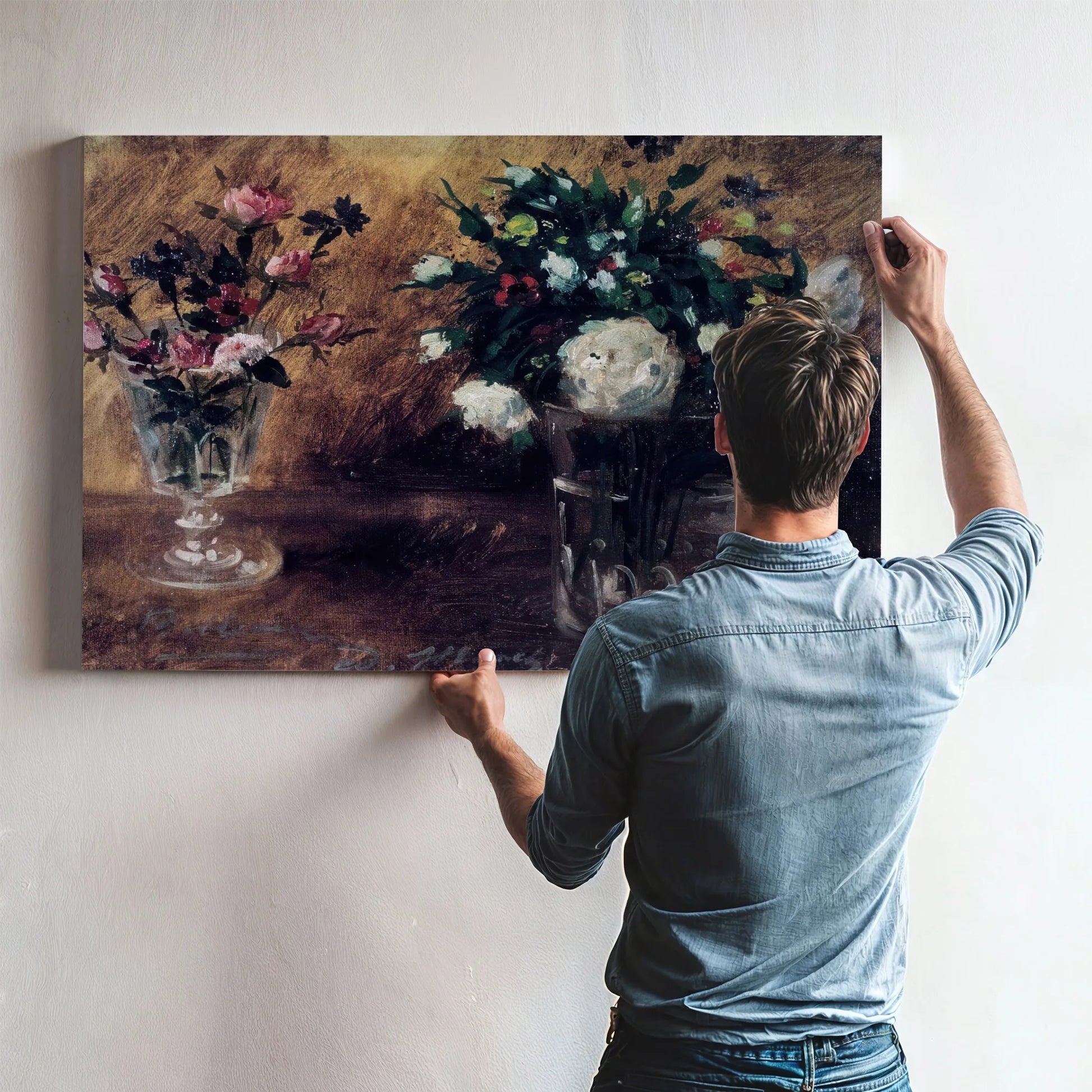 Flowers In Two Glasses By Edouard Manet Fine Art Print