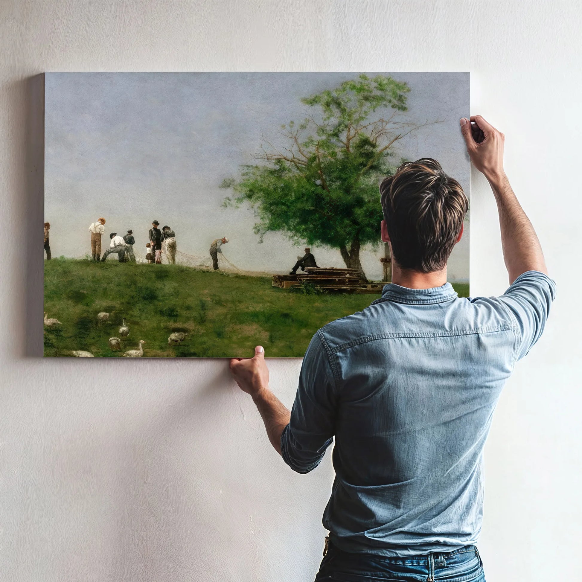 Mending The Net By Thomas Eakins Fine Art Print