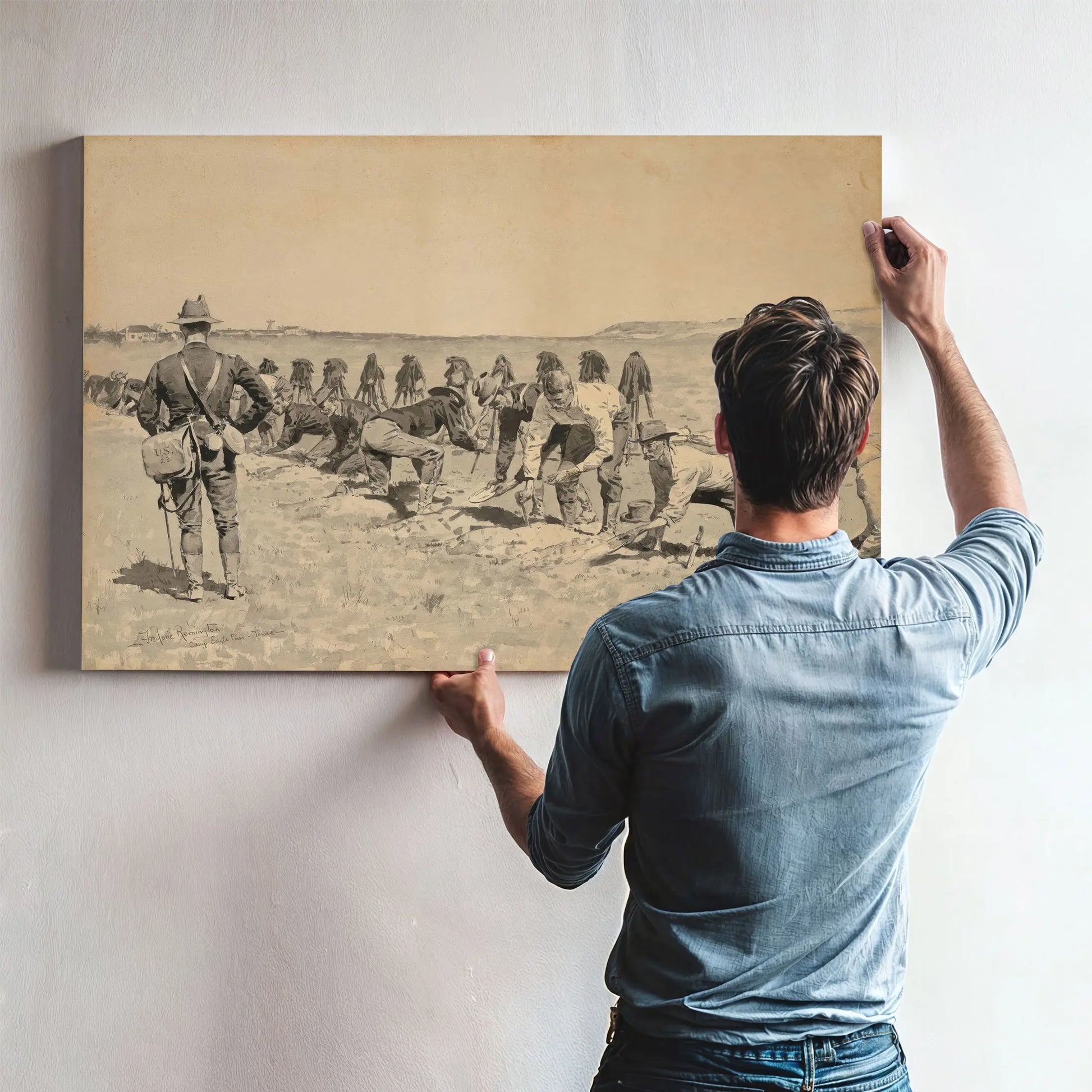 Hasty Intrenchment Drill In The United States Army by Frederic Remington