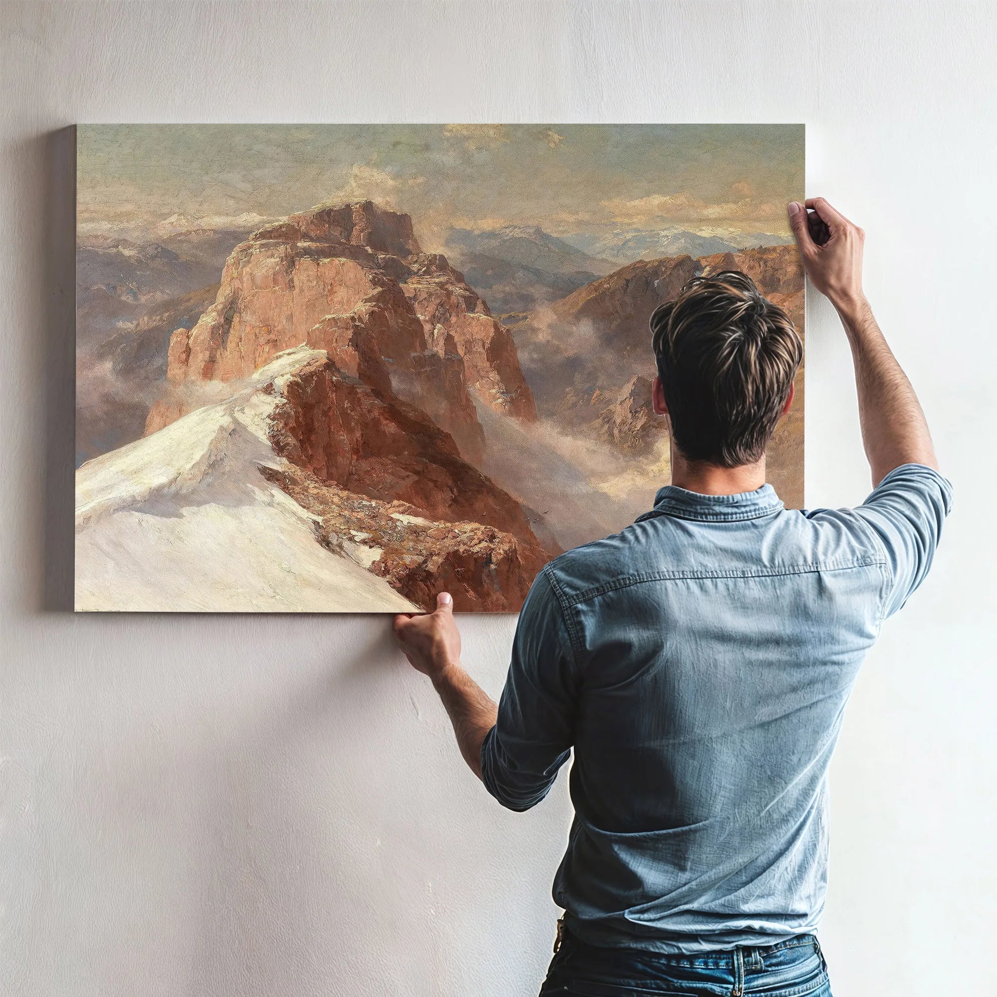 A View Of Crozzon Di Brenta From Cima Tosa With Pilastro Dei Francesi by Edward Theodore Compton Fine Art Print