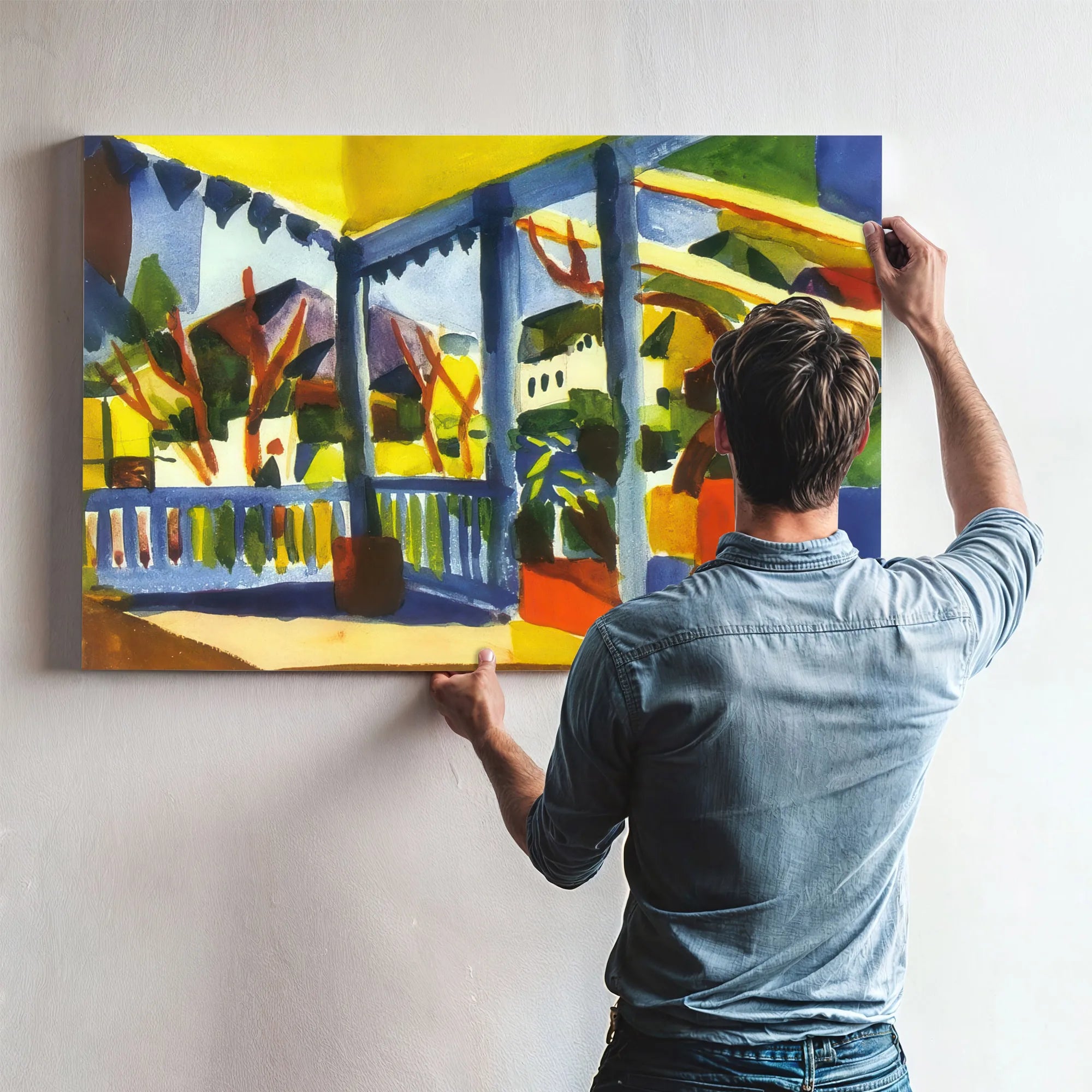 Terrace Of The Vila In St Germain By August Macke Fine Art Print