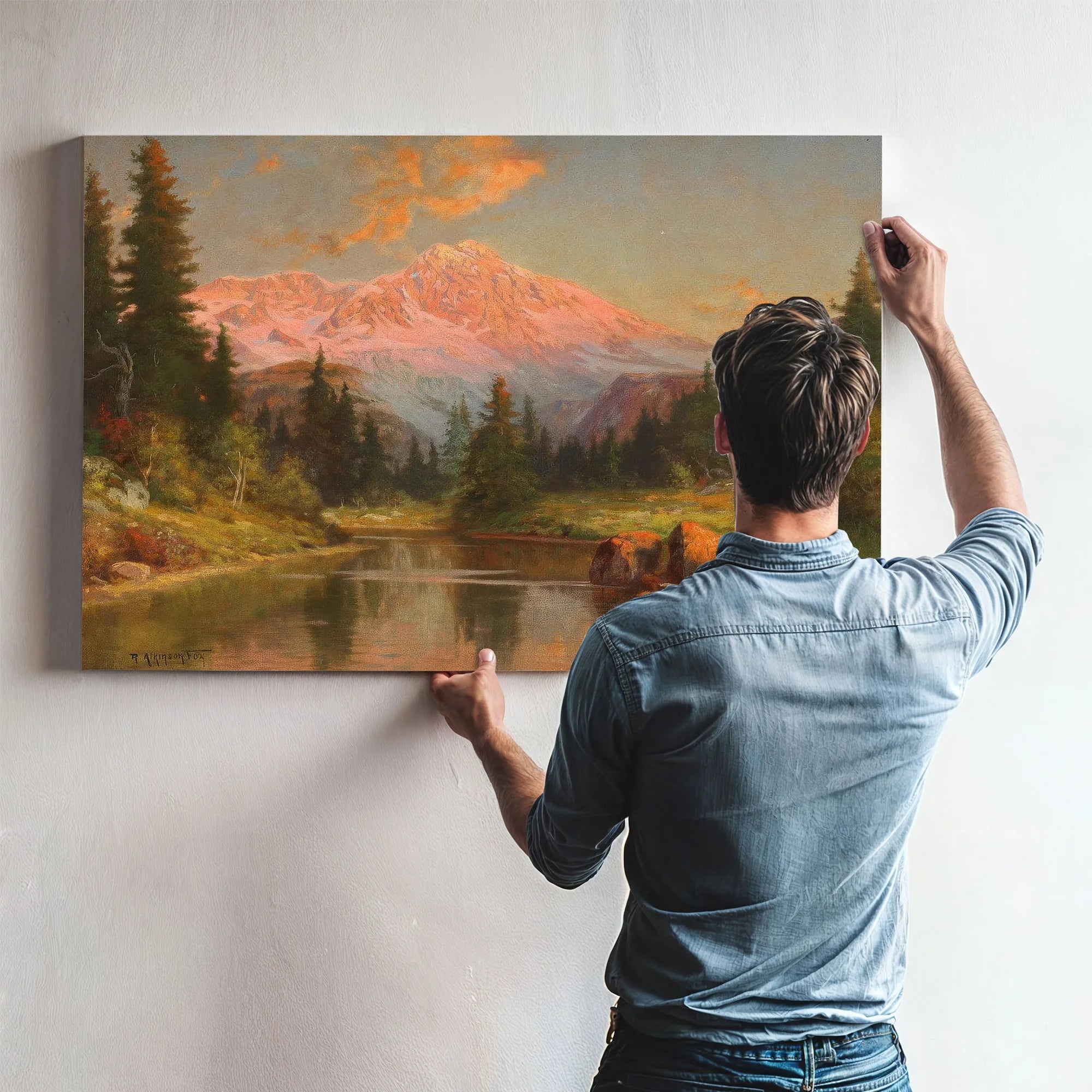 Alpine River Scene At Sunset By Robert Atkinson Fox Fine Art Print