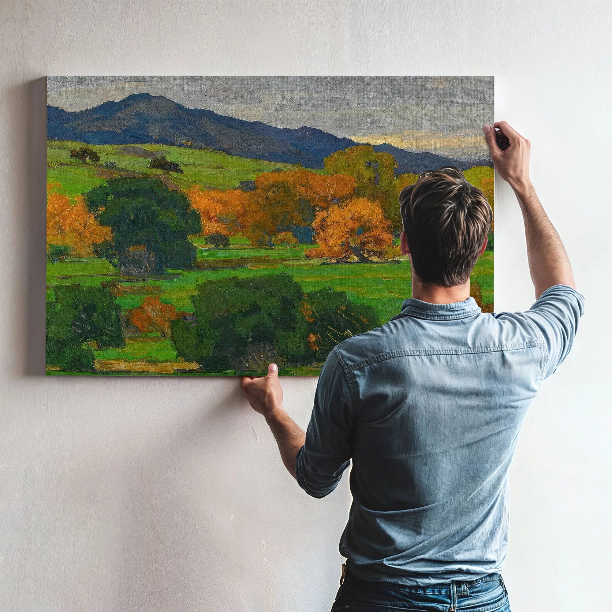 California Landscape Depicting Autumn Oaks On A Rolling Hillside With Mountains Beyond 1924 By William Wendt Fine Art Print
