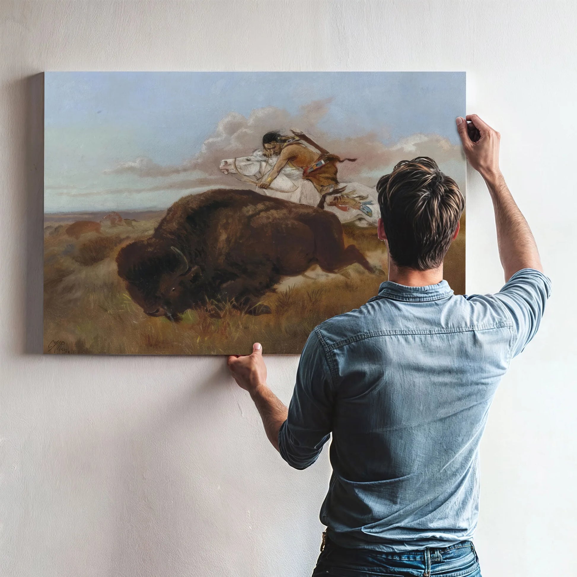 Buffalo Hunting By Charles Marion Russell Fine Art Print