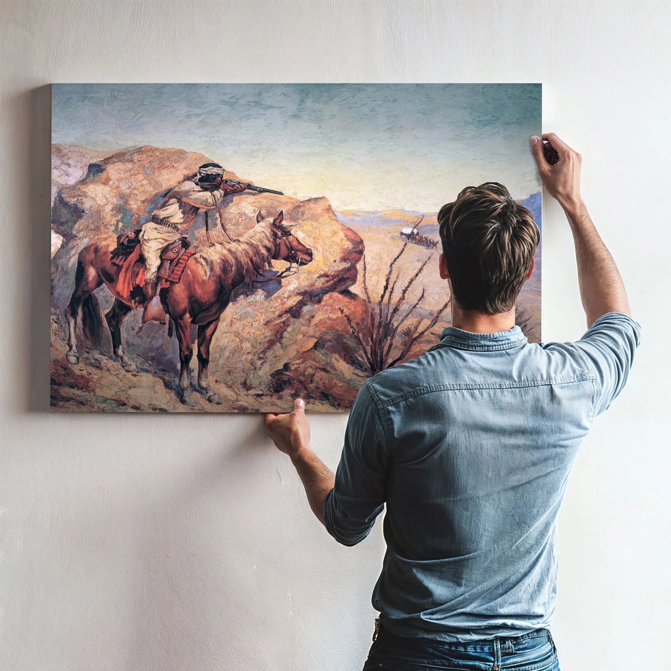 Apache Ambush Oil On Canvas by Frederic Remington