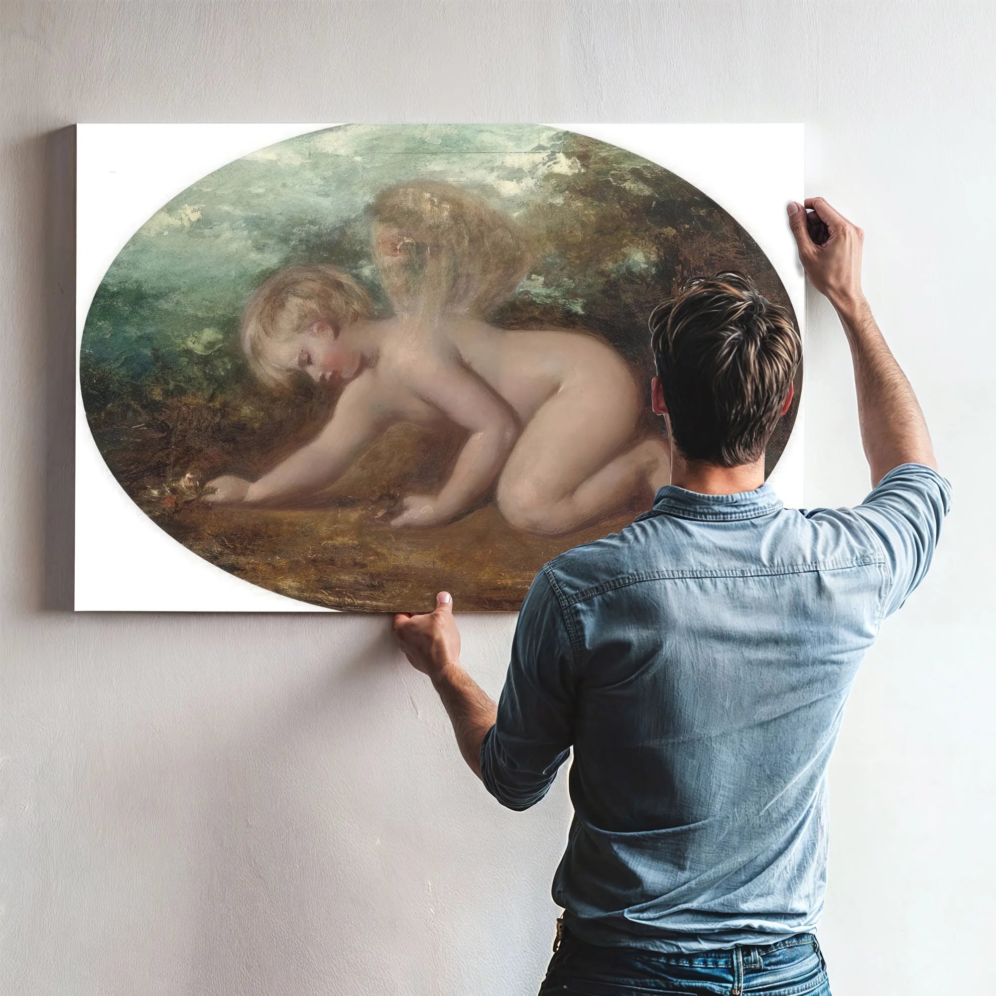 A Putto Collecting Flowers By William Etty Fine Art Print