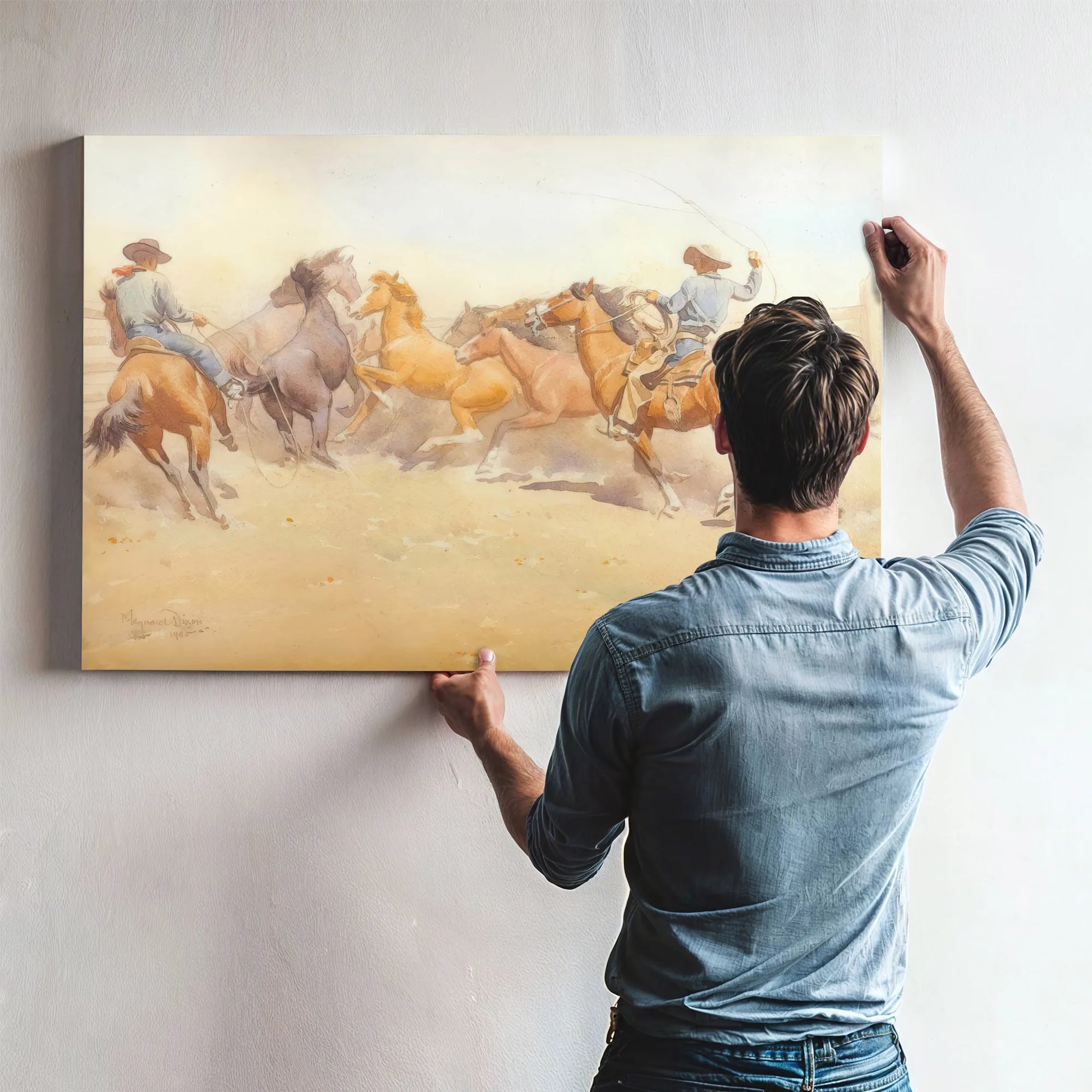 Roping Horses By Maynard Dixon Fine Art Print