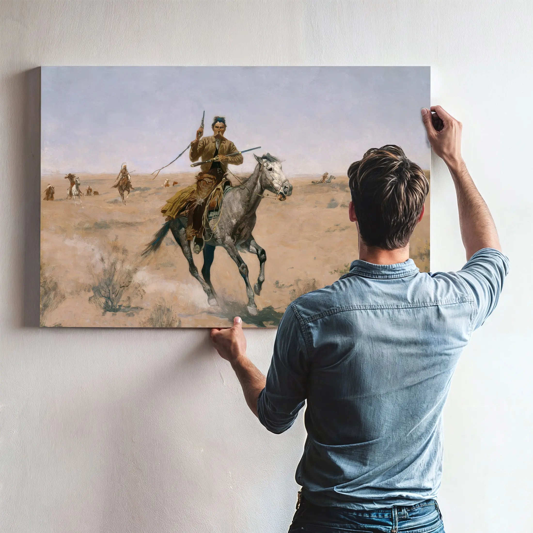 The Flight A Sagebrush Pioneer  by Frederic Remington