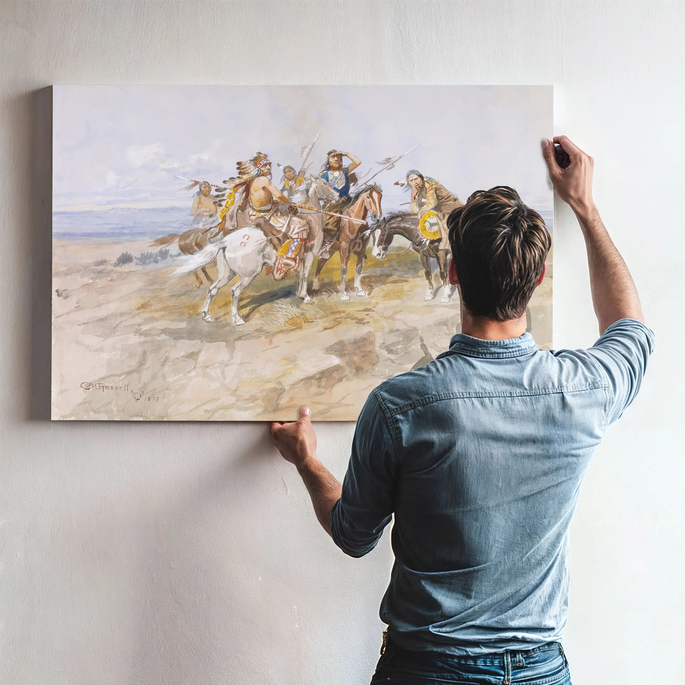 Approach Of The White Men by Charles Marion Russell