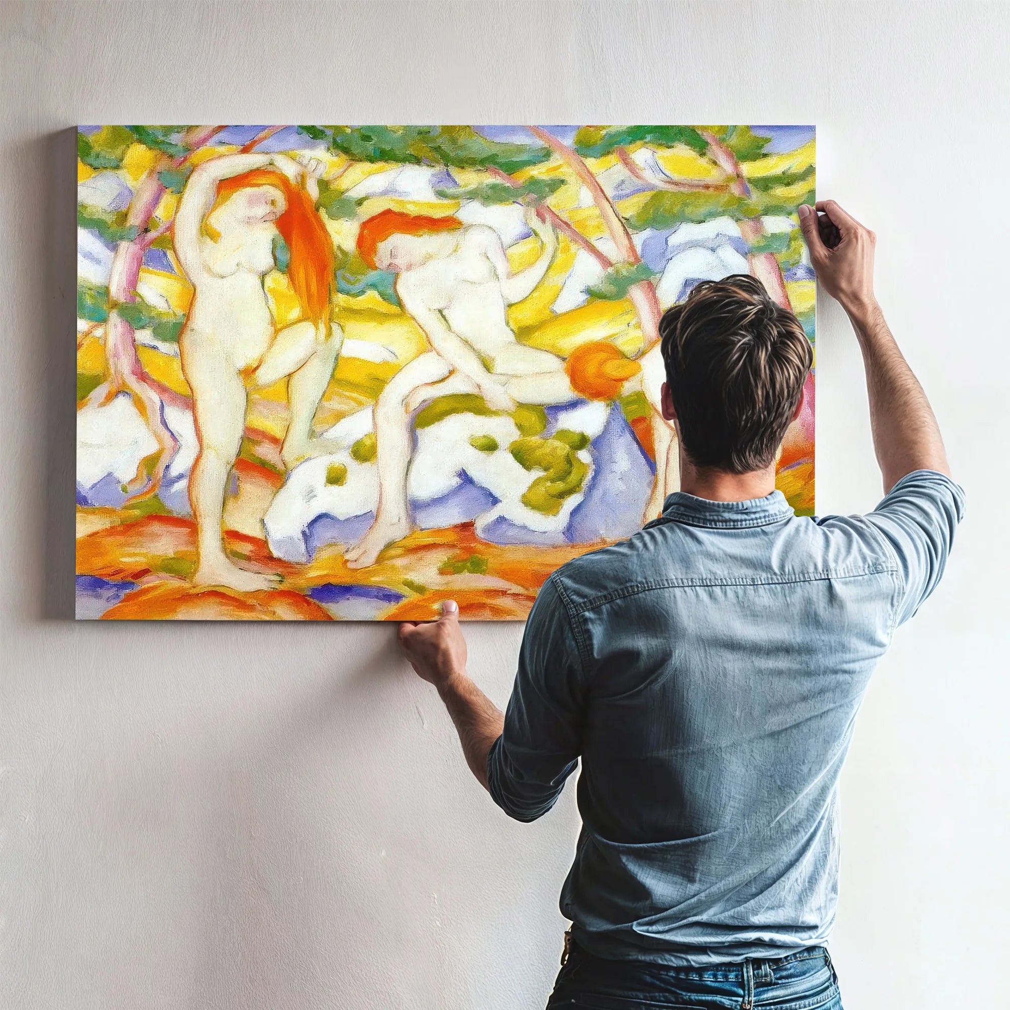 Bathing Girls By Franz Marc Fine Art Print