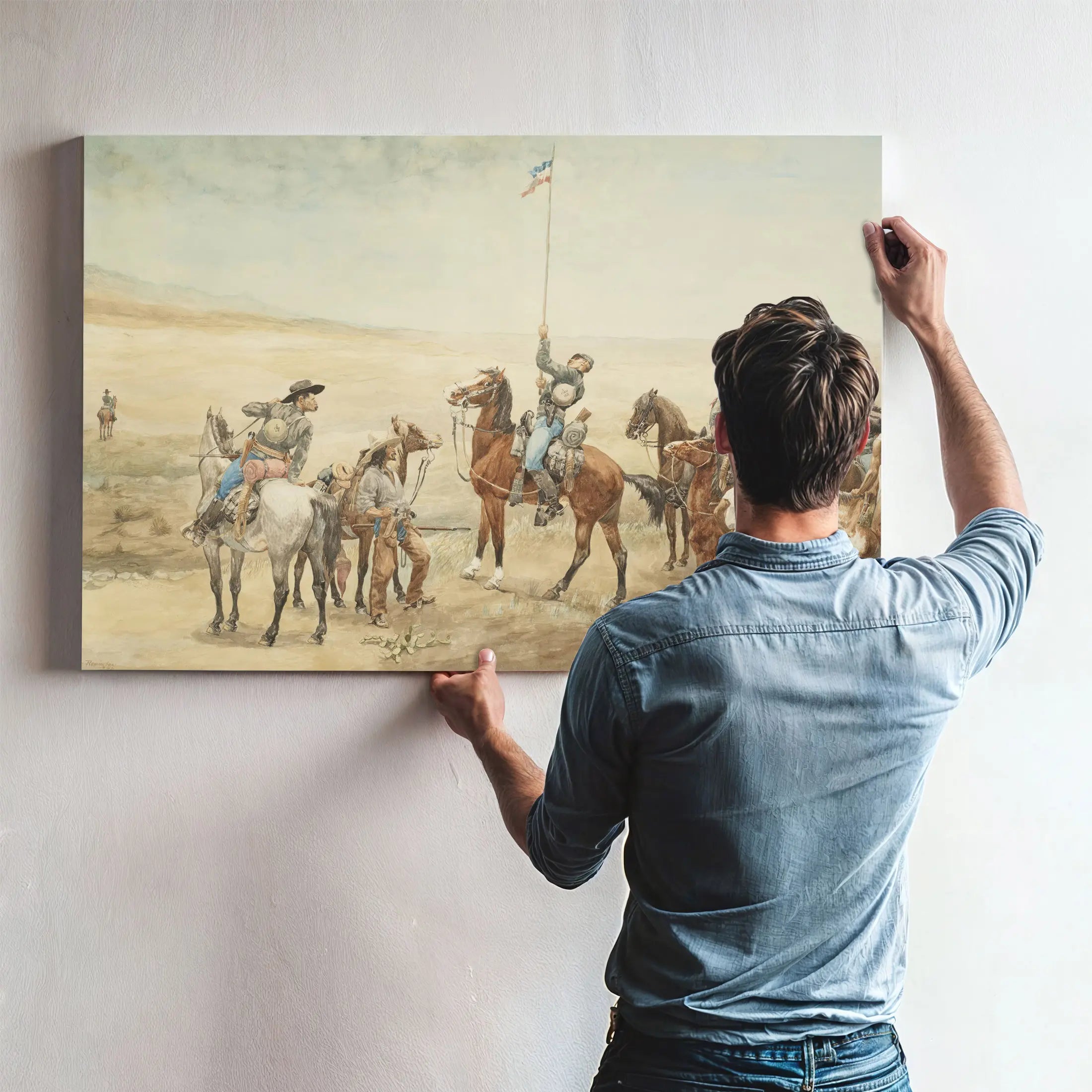 Frederic Remington Signaling The Main Command  by Frederic Remington