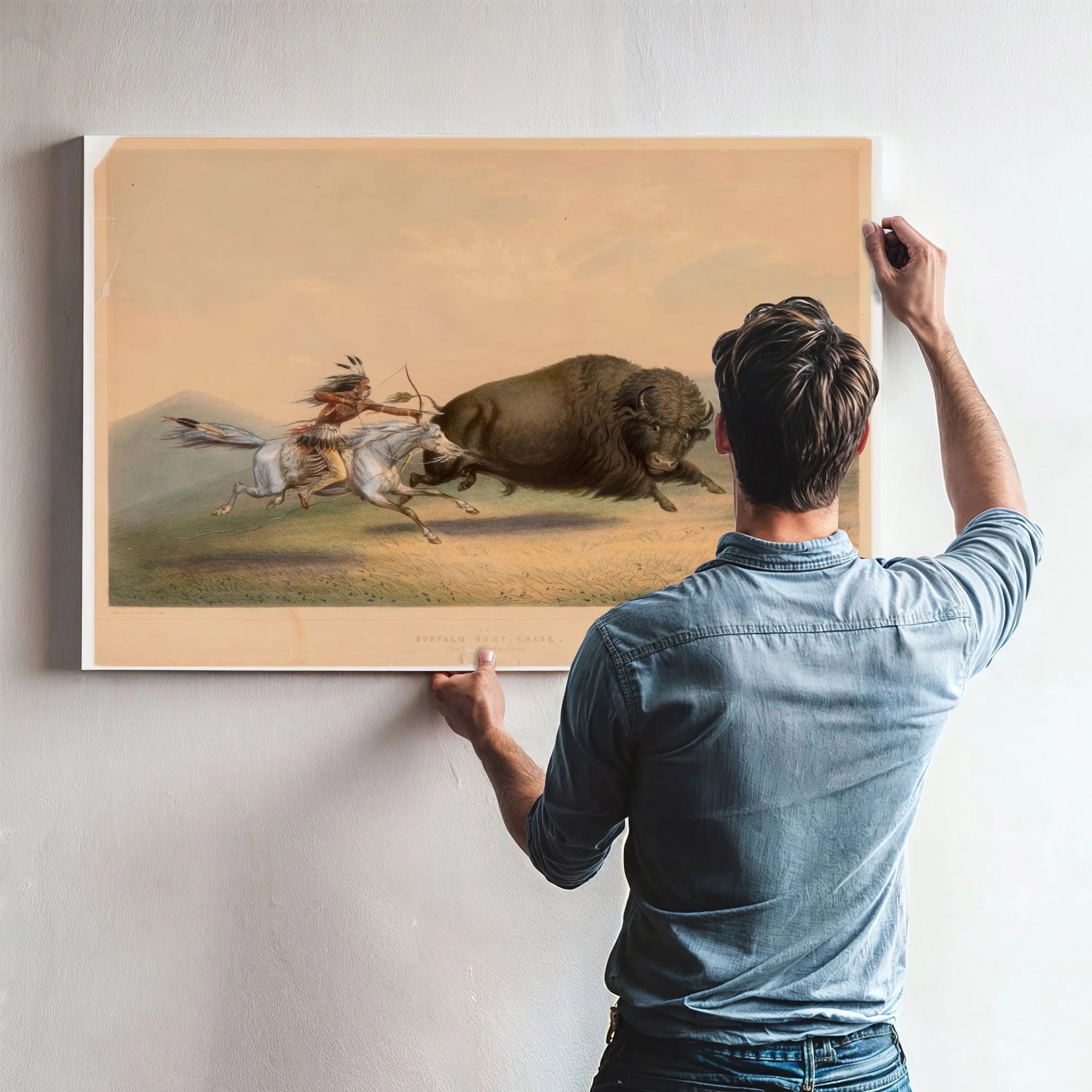 Buffalo Hunt, Chase No. 6 By George Catlin Fine Art Print