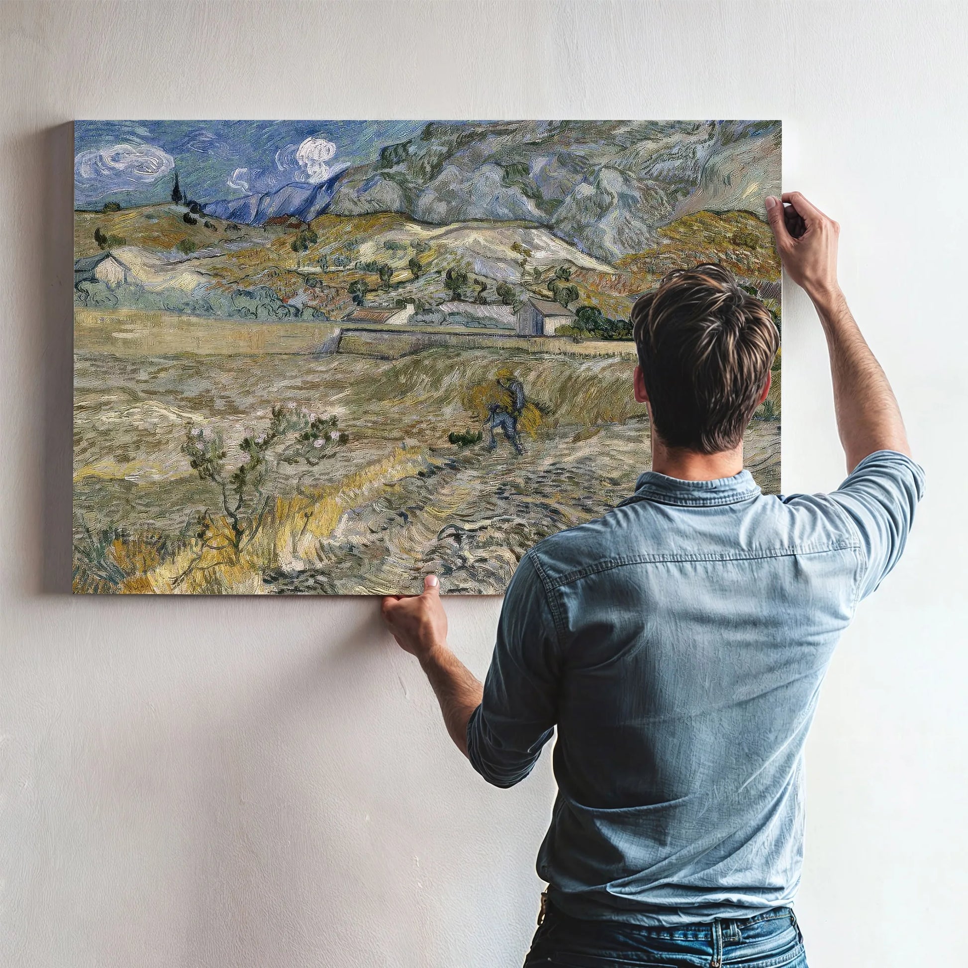 Landscape At Saint Remy (Enclosed Field With Peasant) By Vincent Van Gogh Fine Art Print