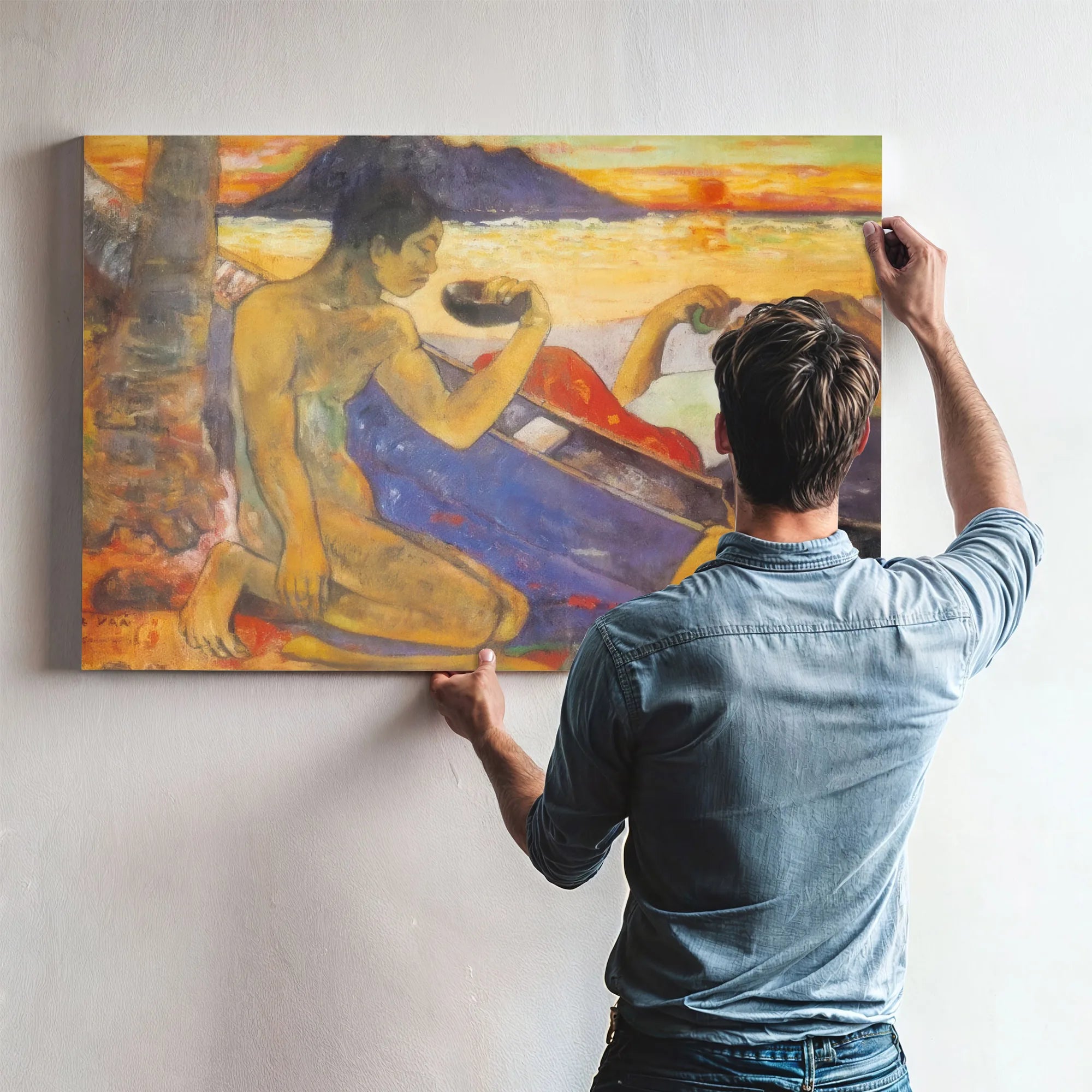 Te Vaa ( The Canoe) Or A Thahitian Family By Paul Gauguin Fine Art Print