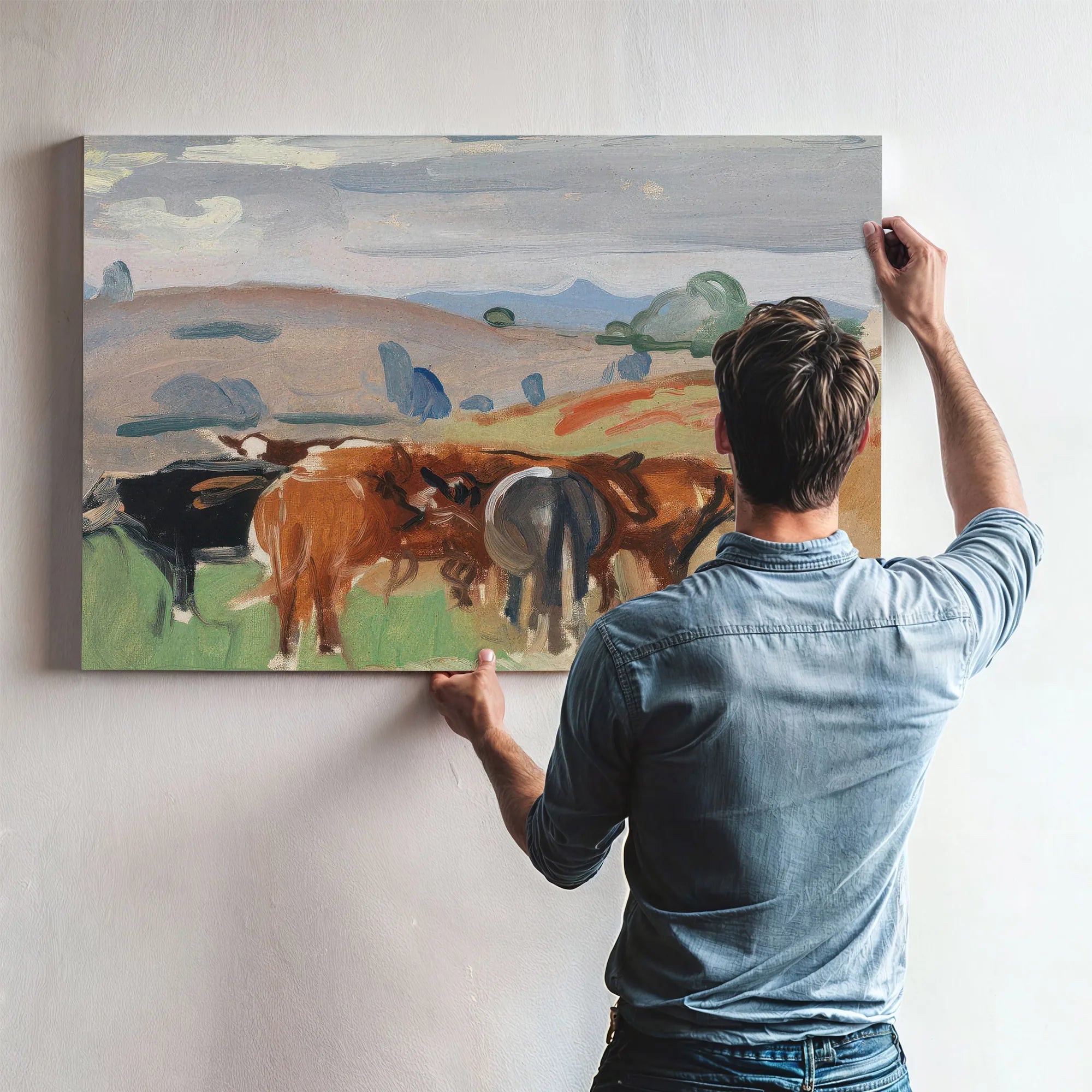 Landscape With Cattle By Pierre Daura Fine Art Print