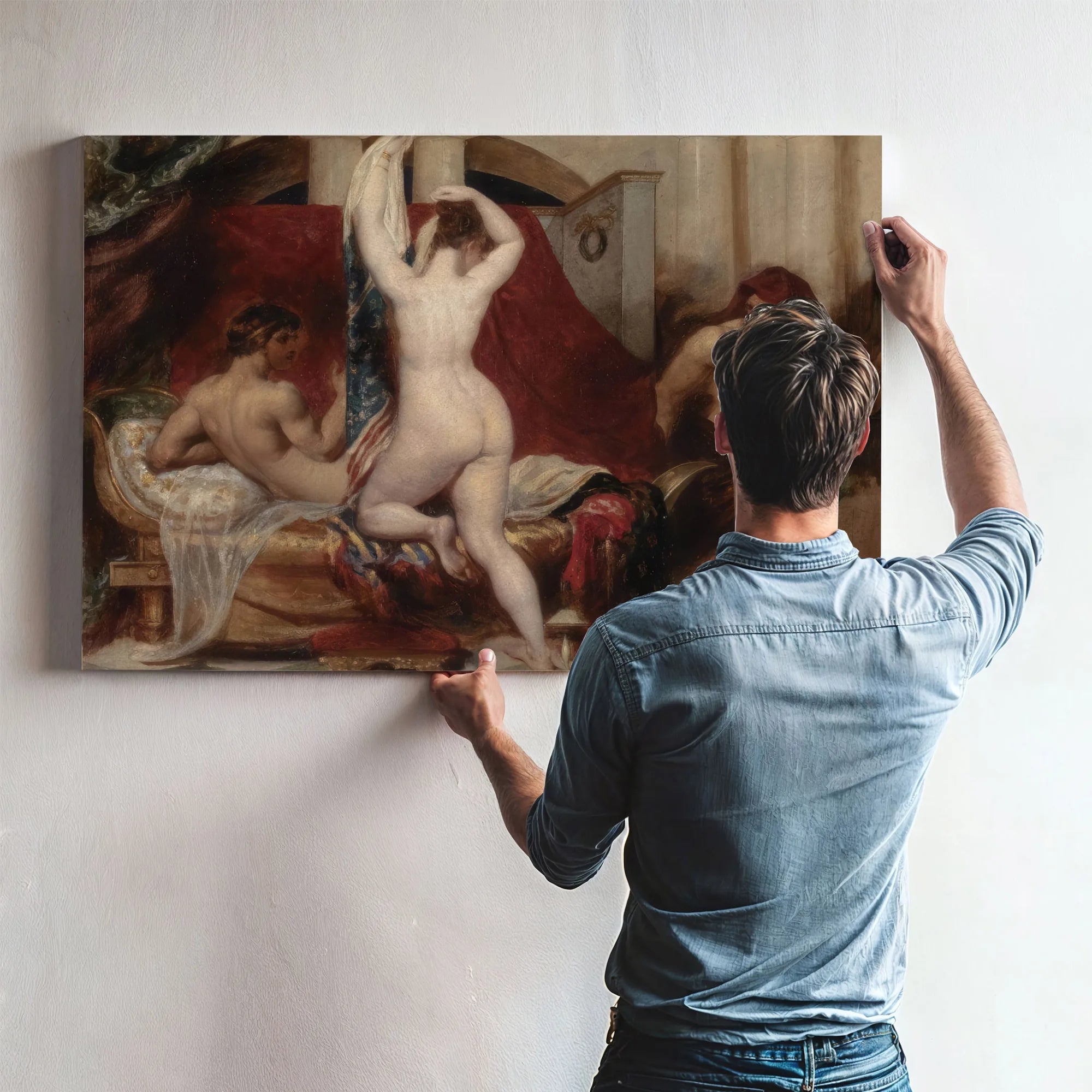 Candaules, King Of Lydia, Shews His Wife By Stealth To Gyges, One Of His Ministers By William Etty Fine Art Print