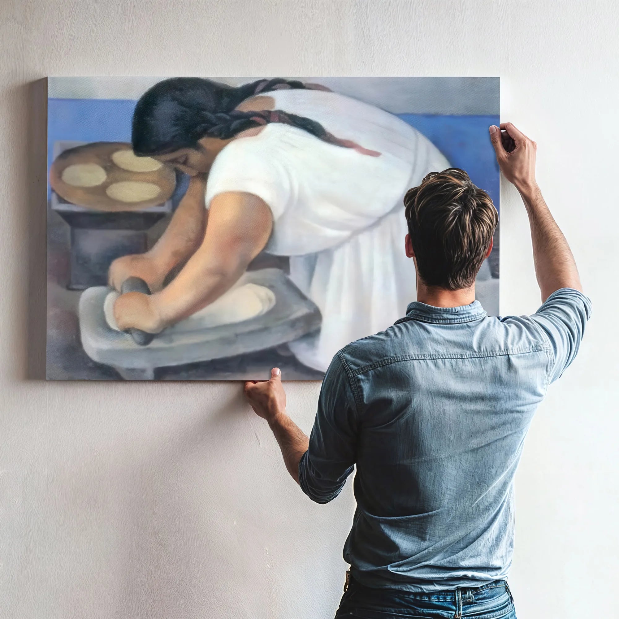 Woman Grinding Maize By Diego Rivera Fine Art Print