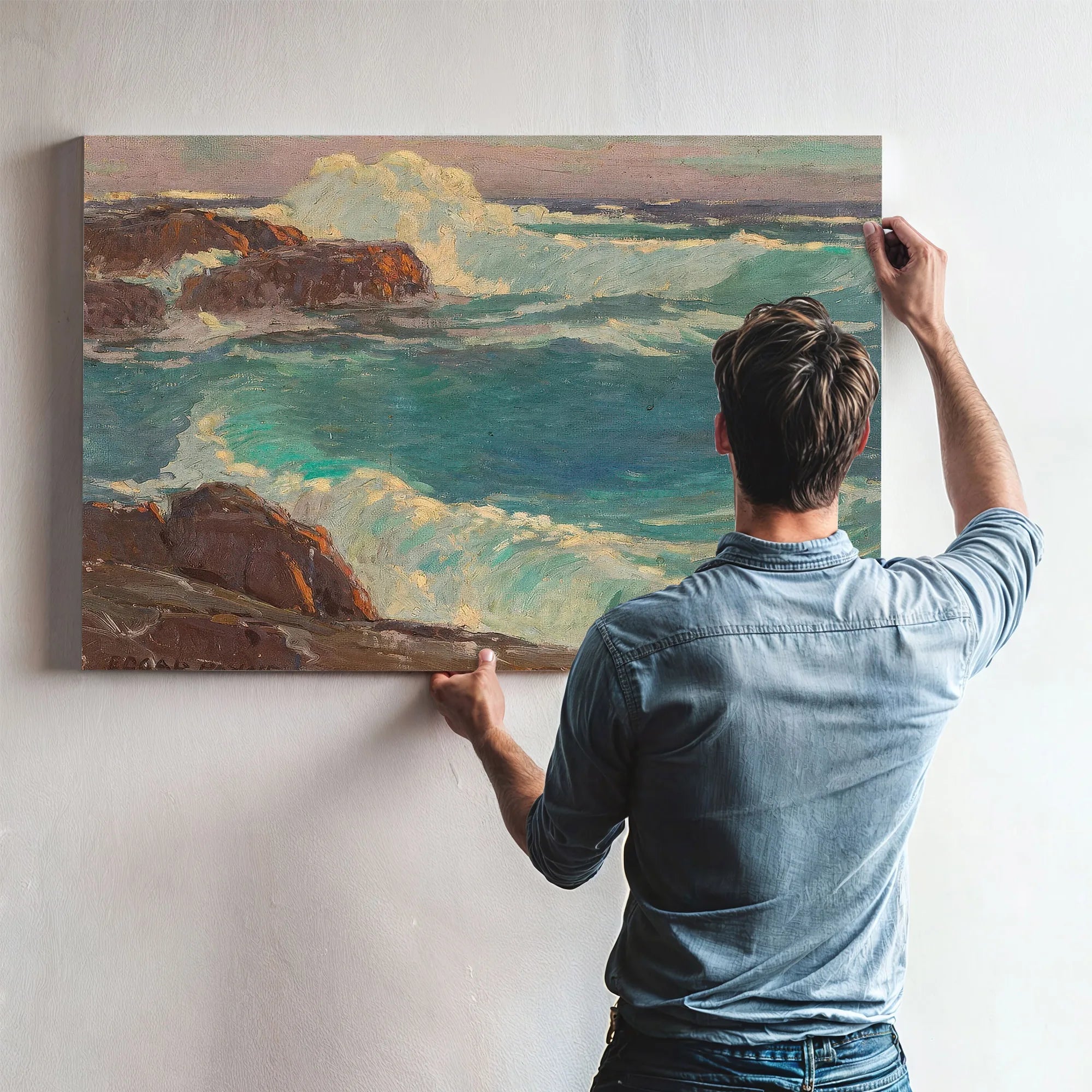 Rough Seas Along A Rocky Coast By Edgar Payne Fine Art Print