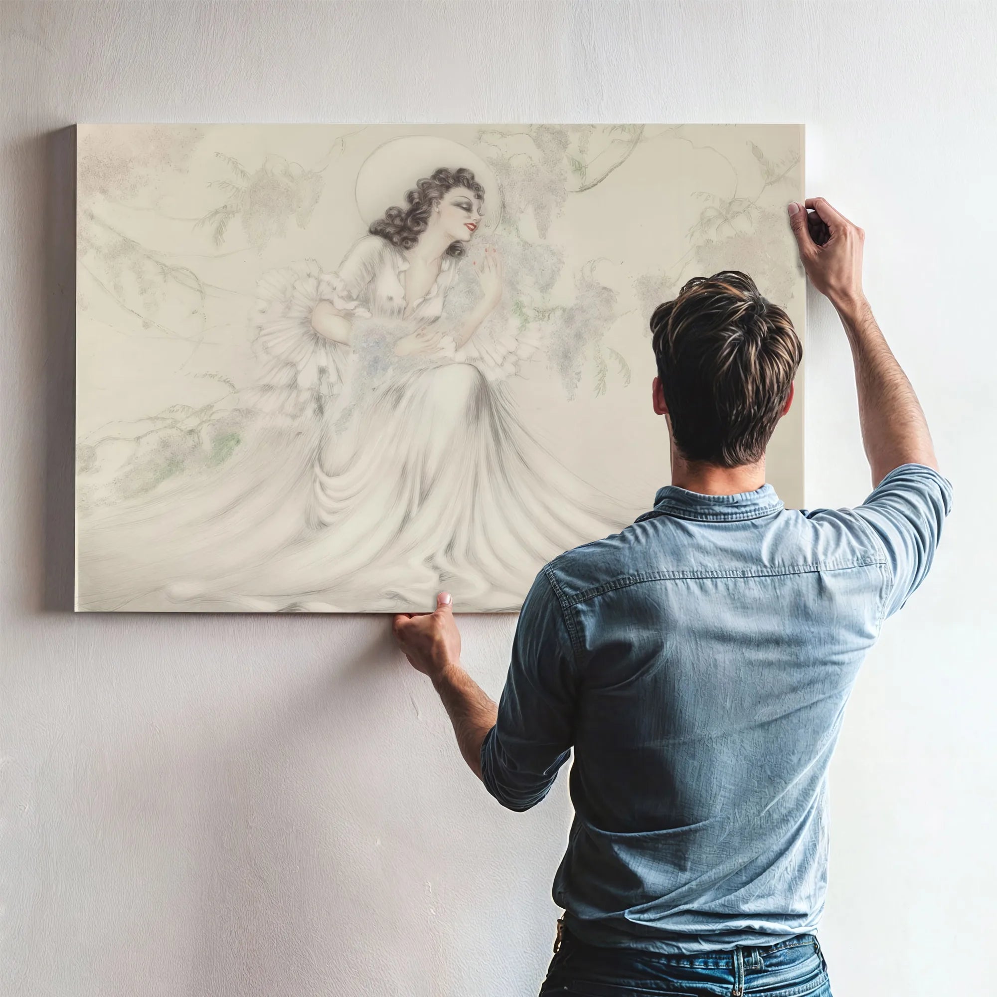 Hand With A Pearl From Le Vie Des Seines And Wisteria Two Works Circa 1940 By Louis Icart Fine Art Print