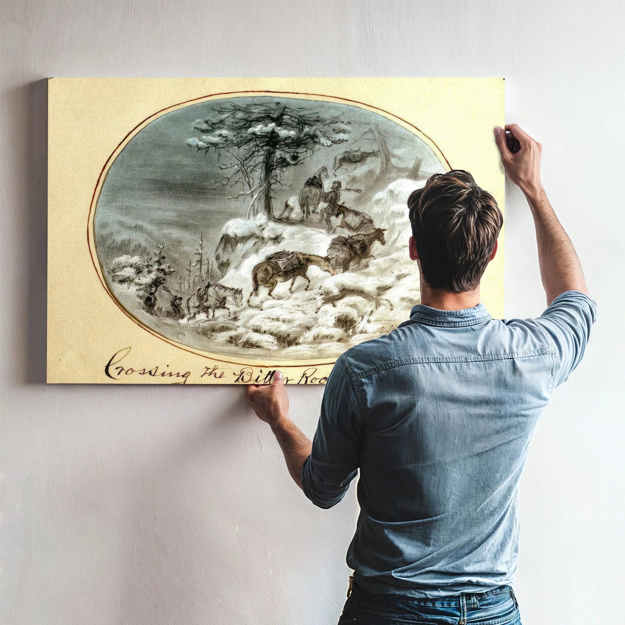 Crossing The Bitterroot Mountains By Gustav Sohon Fine Art Print