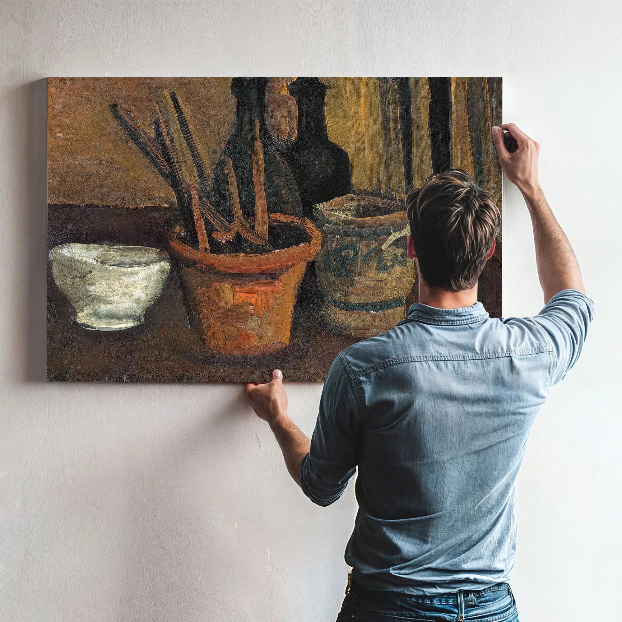 Still Life Of Paintbrushes In A Flowerpot By Vincent Van Gogh Fine Art Print