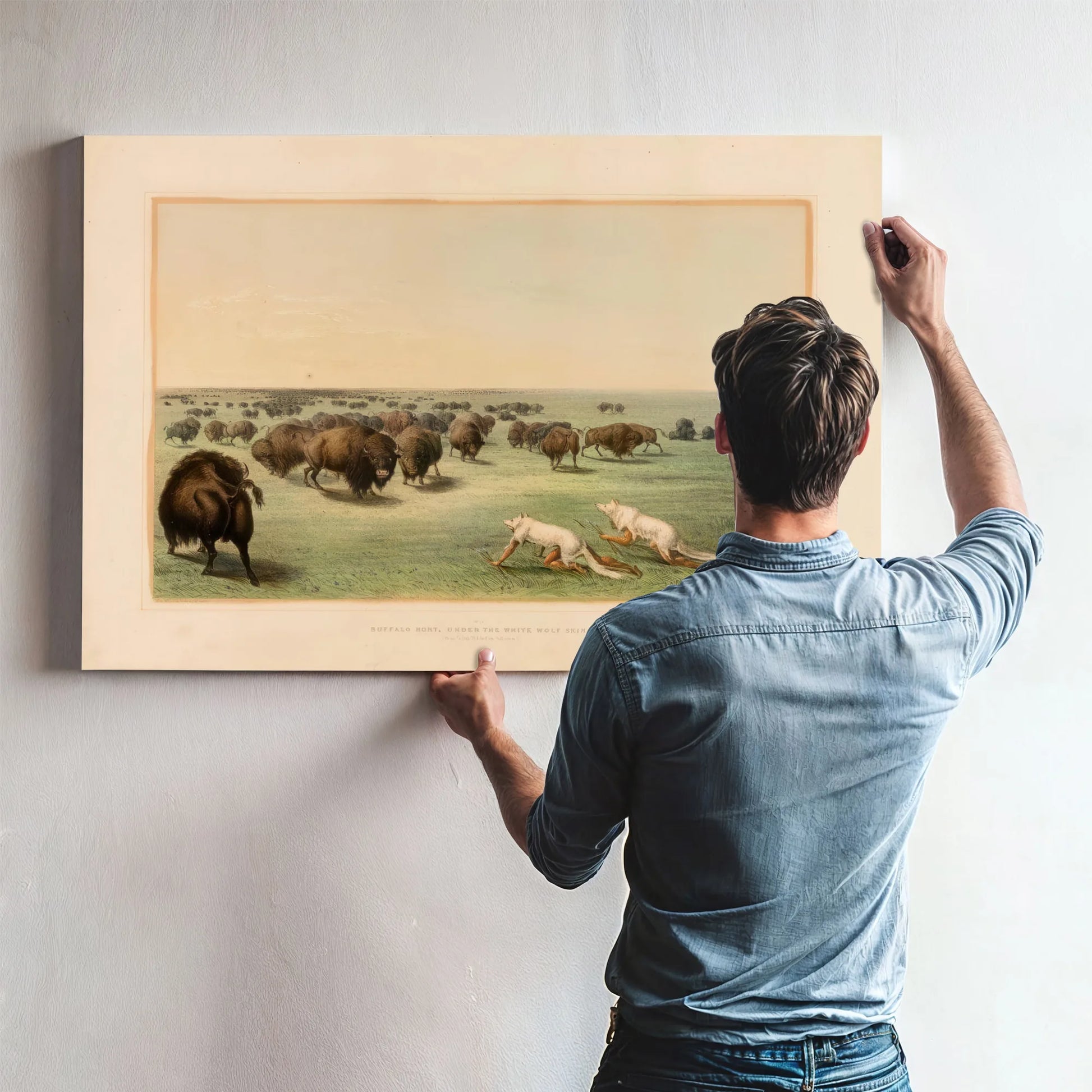 Buffalo Hunt, Under The White Wolfskin No. 13 By George Catlin Fine Art Print