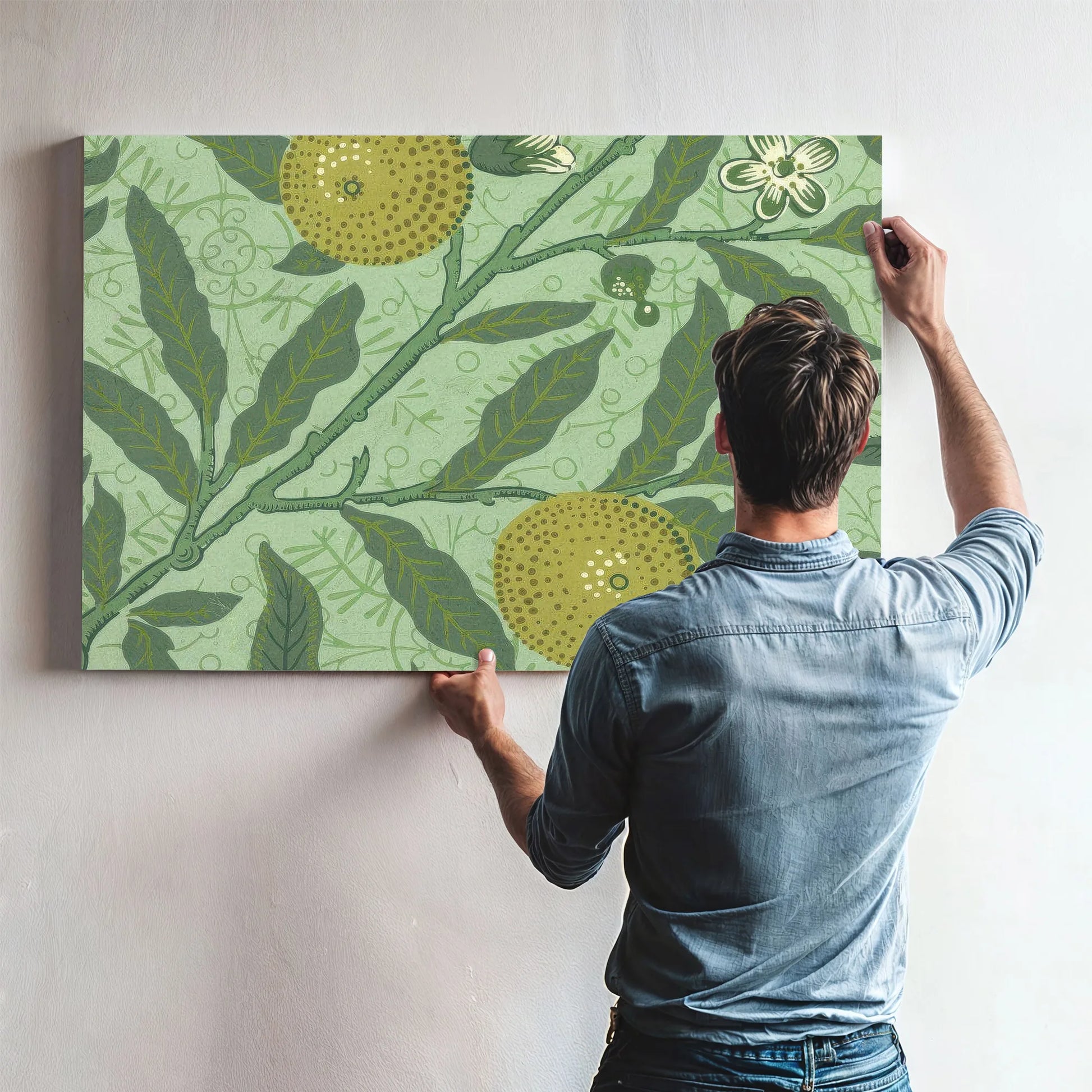 Wallpaper Sample With Lemons And Branches By William Morris Fine Art Print