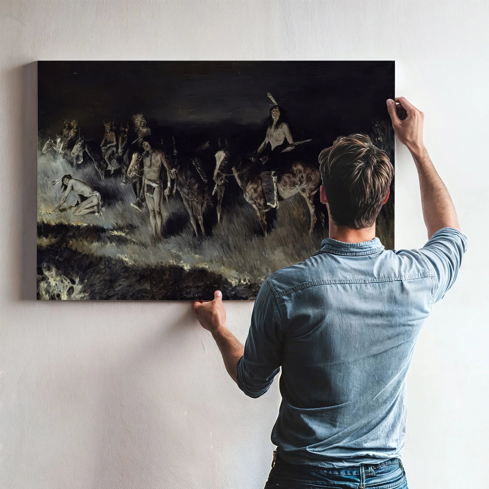 Frederic After Remingtonthe Grass Fire Backfiring by Frederic Remington