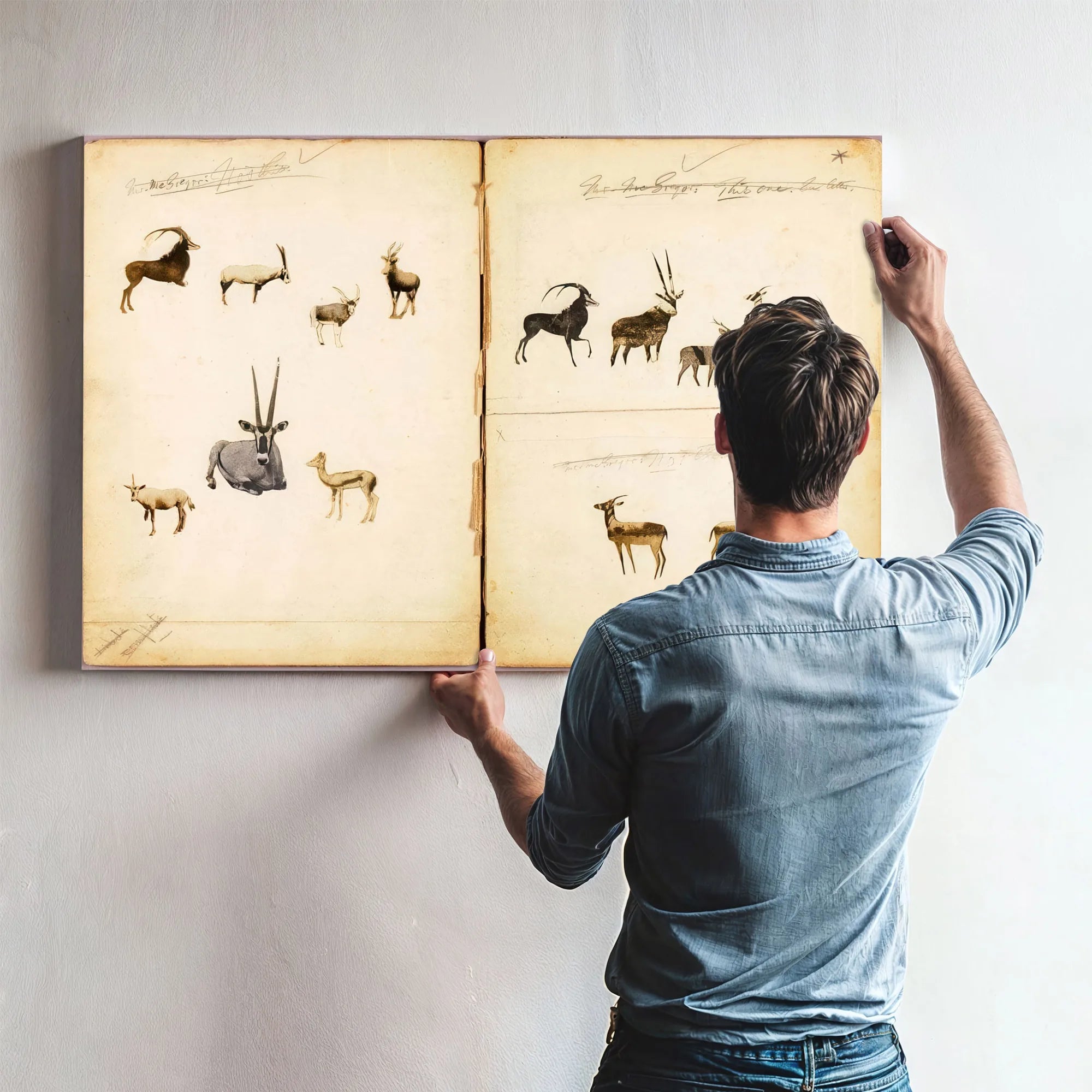 Antelopes, Study Folder For Book Concealing Coloration In The Animal Kingdom By Abbott Handerson Thayer Fine Art Print