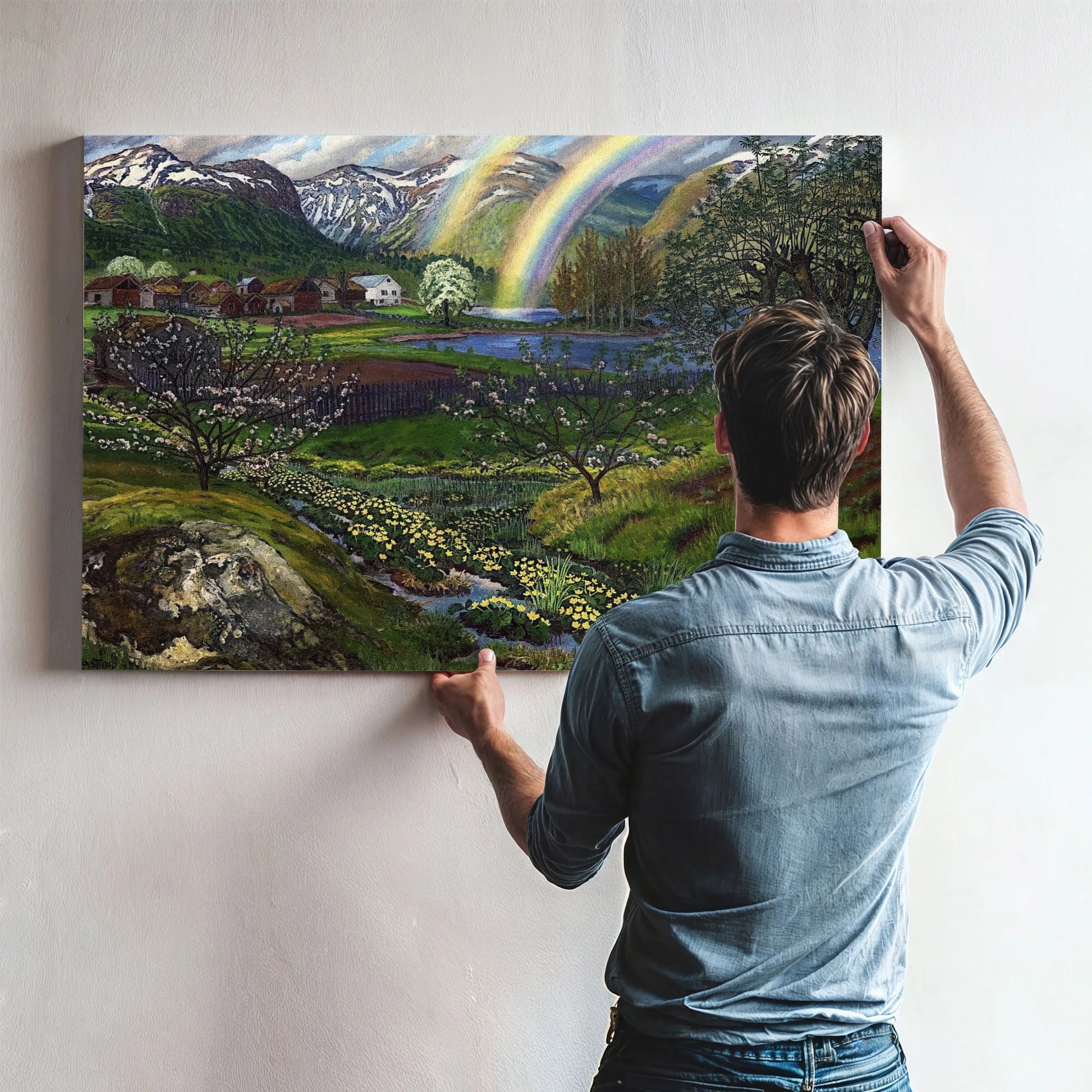 Marsh Marigolds And Double Rainbow By Nicolai Astrup Fine Art Print
