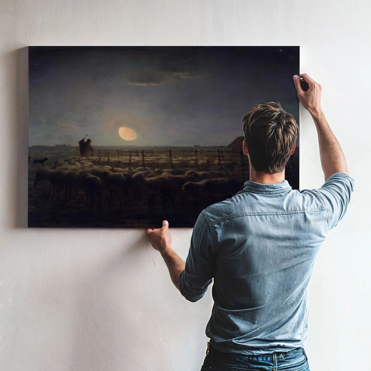 The Sheepfold Moonlight By Jean Francois Millet Fine Art Print