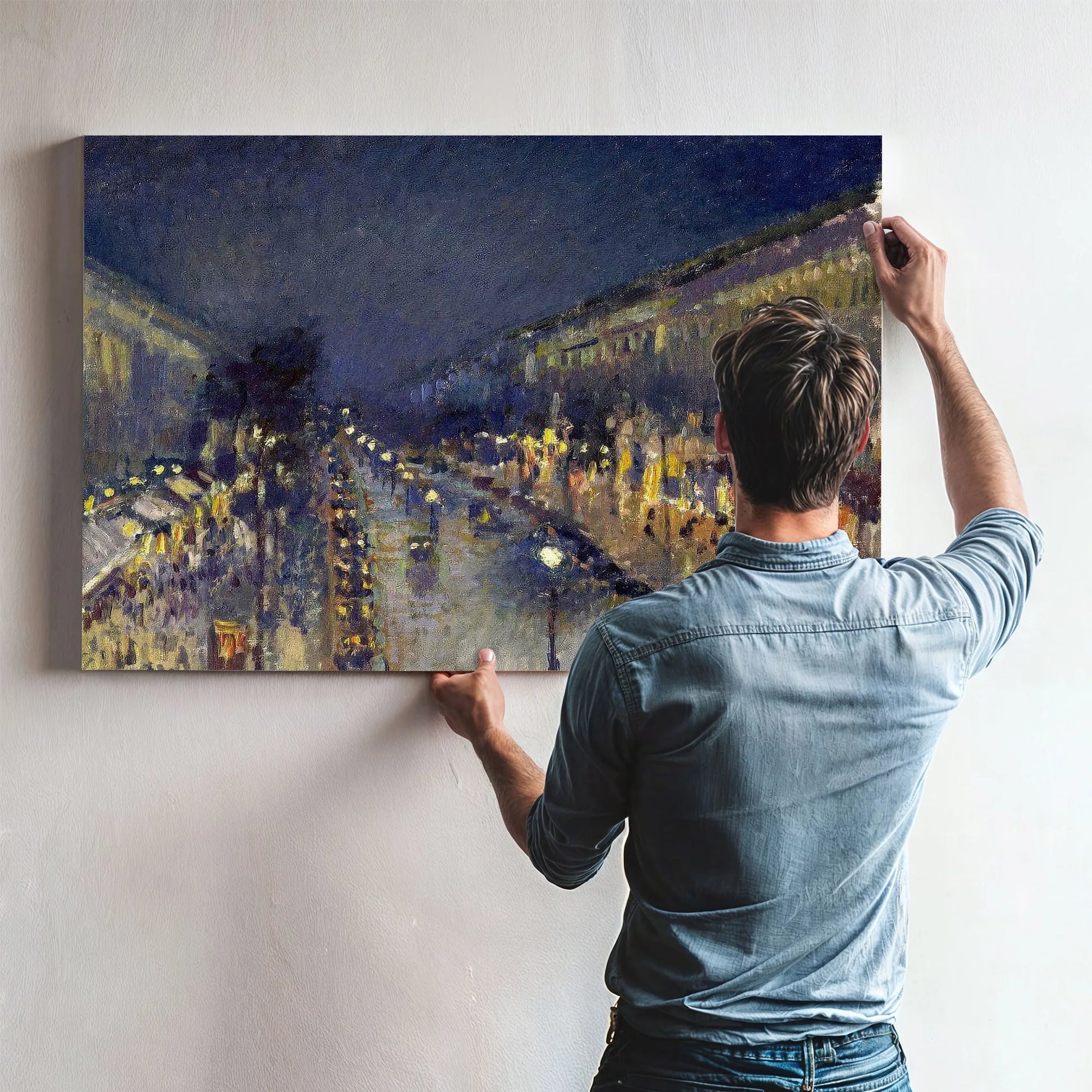 The Boulevard Montmartre At Night 1897 By Camille Pissarro Fine Art Print