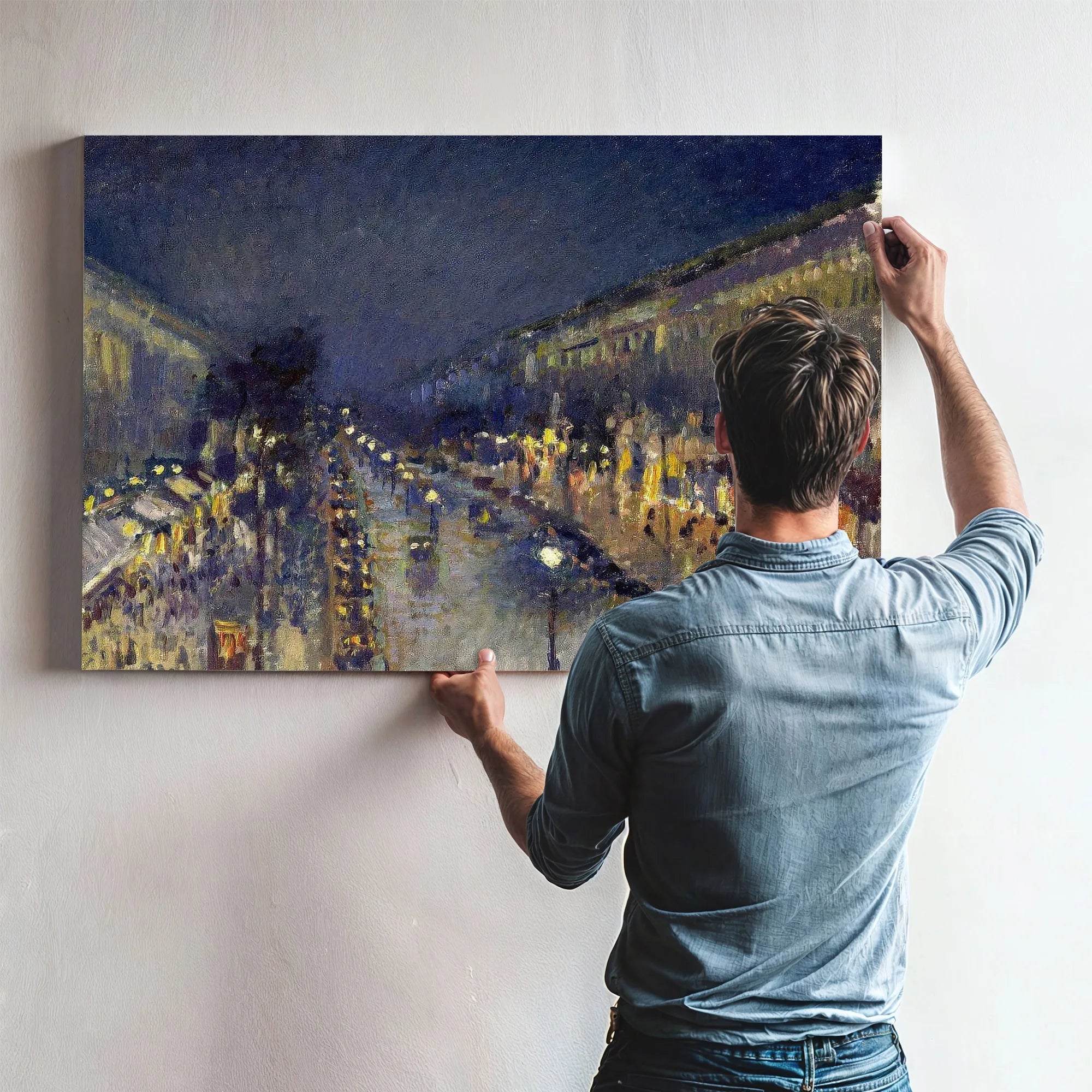 The Boulevard Montmartre At Night 1897 By Camille Pissarro Fine Art Print