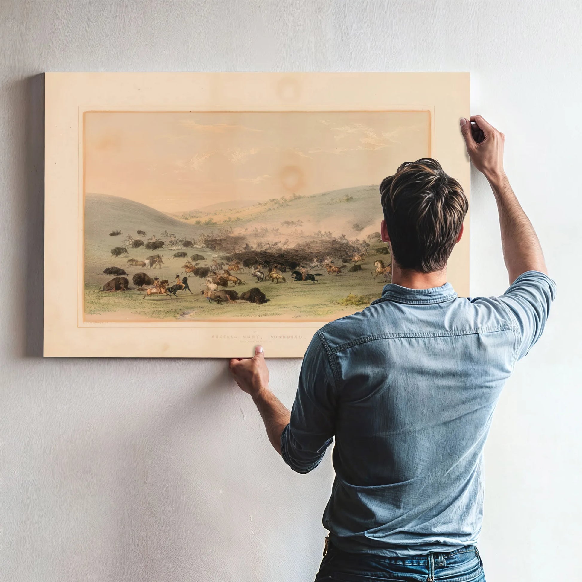 Buffalo Hunt Surround No. 9 By George Catlin Fine Art Print
